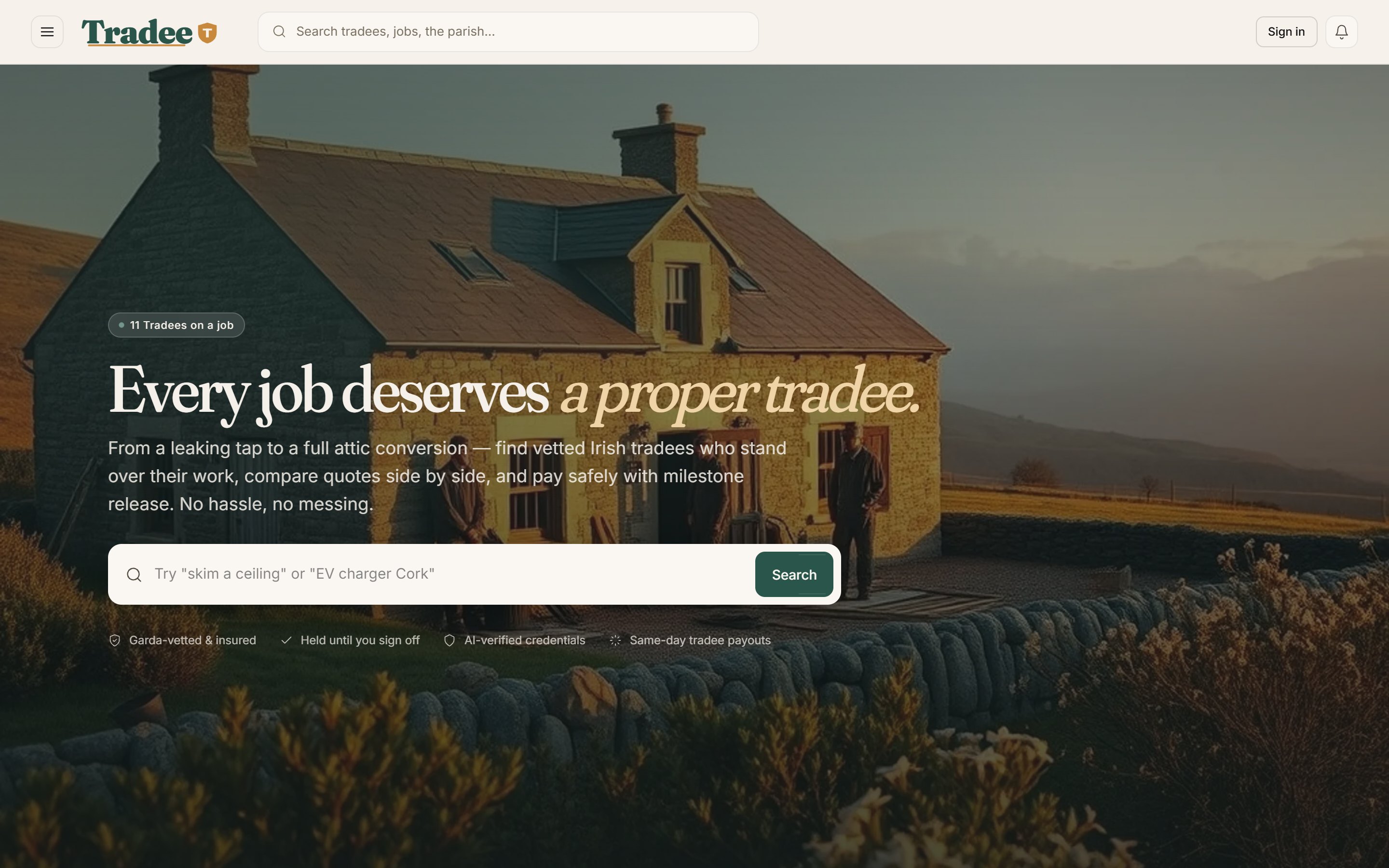 Tradee — live site preview