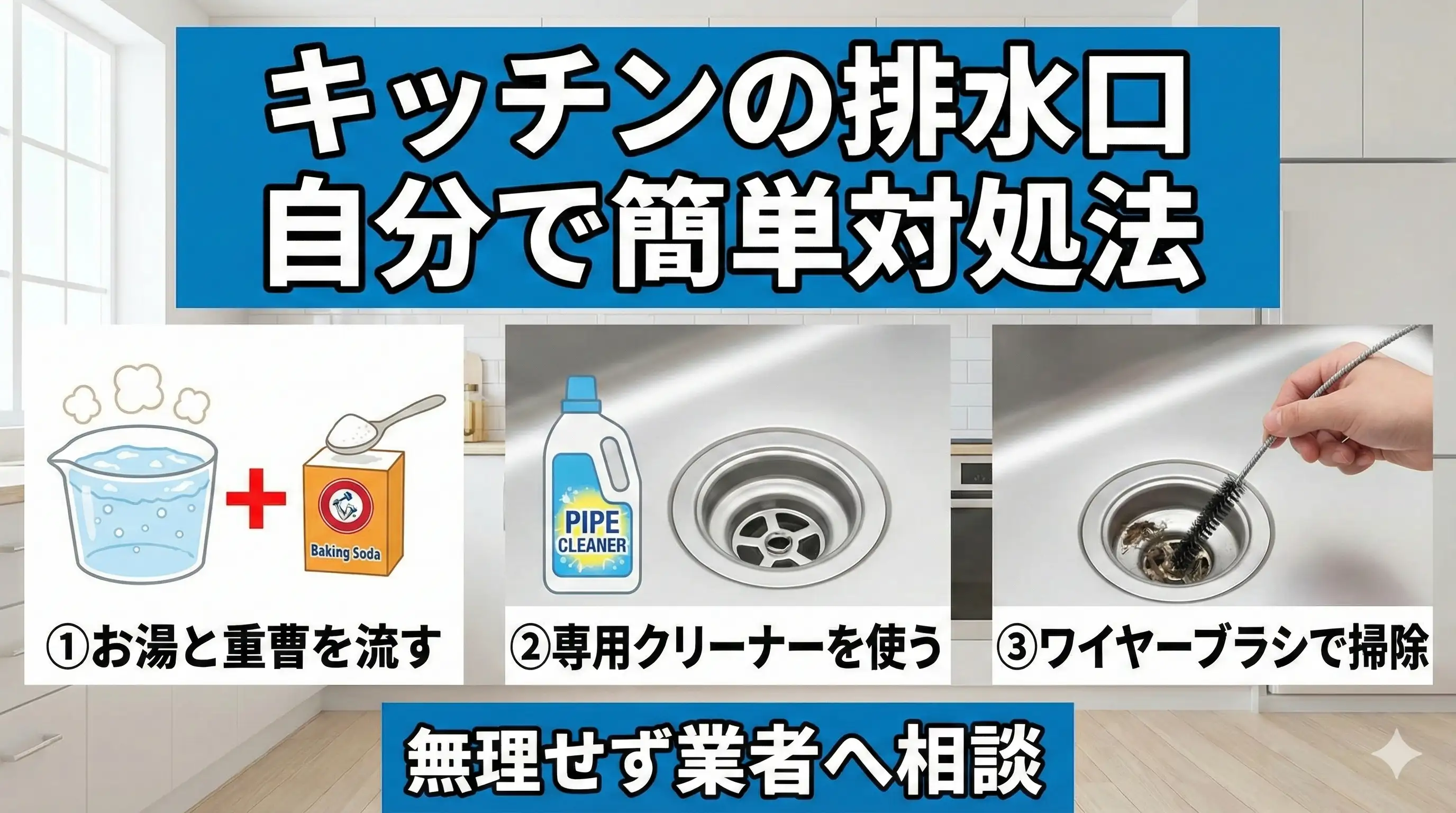 キッチンの排水口が流れにくい原因は？自分で試せる簡単対処法5つ