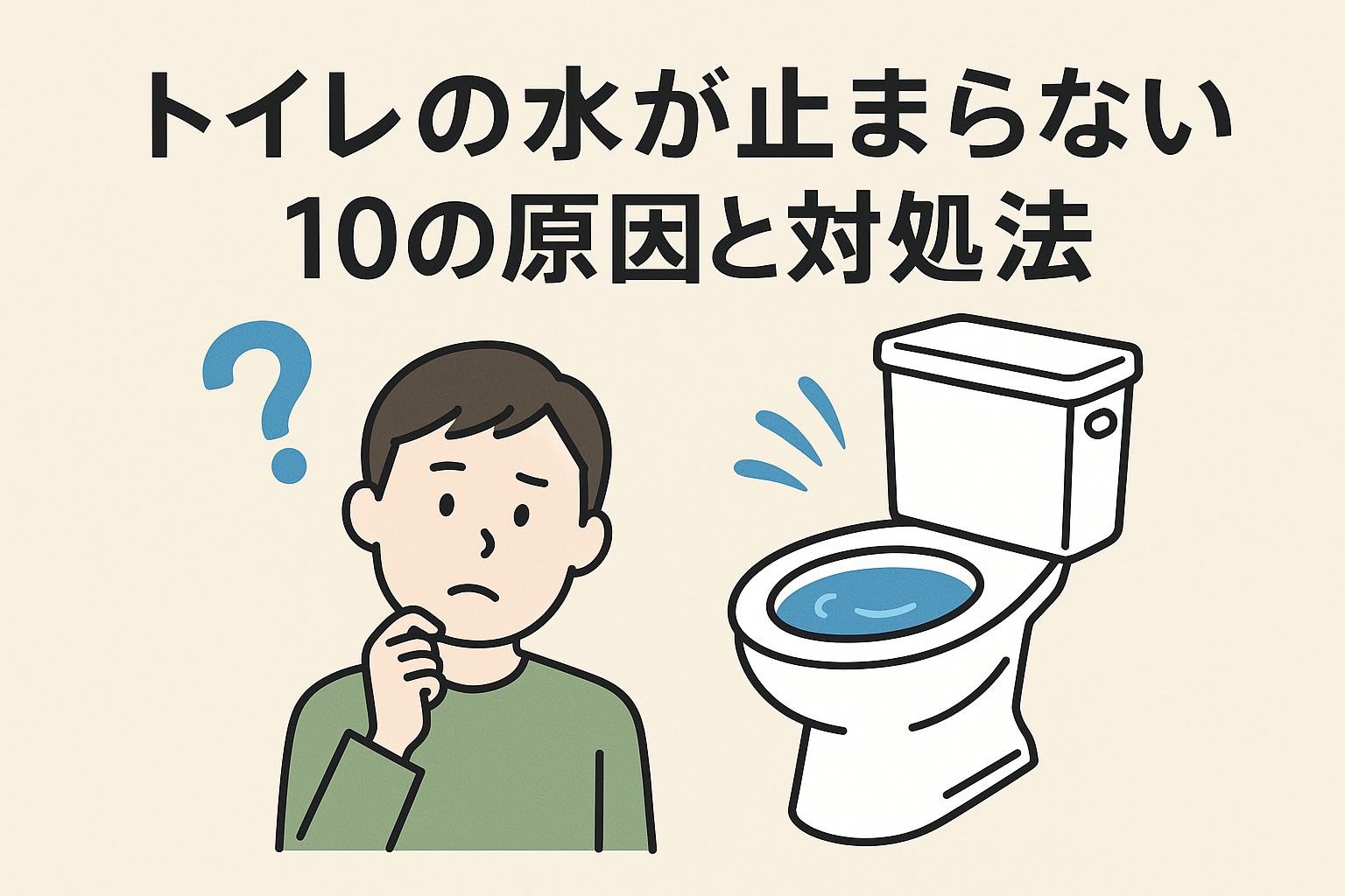 トイレの水が止まらない10の原因と対処法🚽｜自分で直せるケースも紹介
