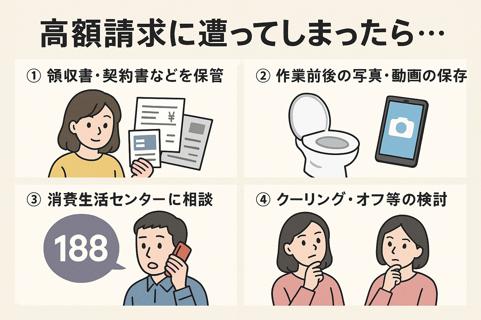 すでにトイレつまり・トイレ詰まりで高額請求に遭ってしまった場合の対処