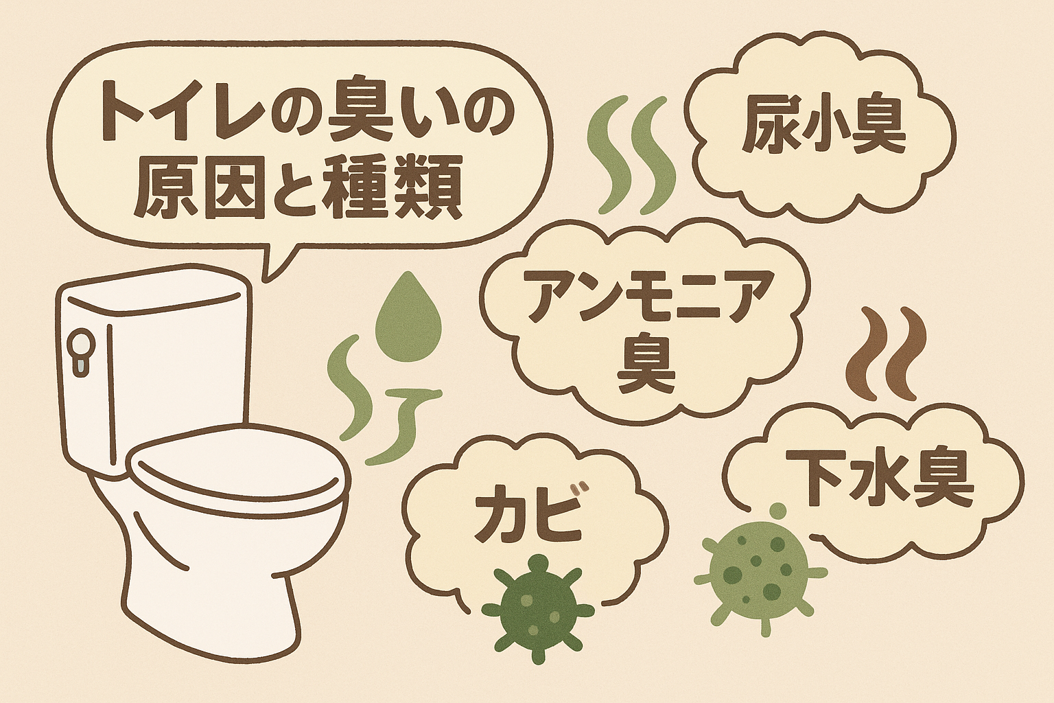 トイレの臭いの原因、種類