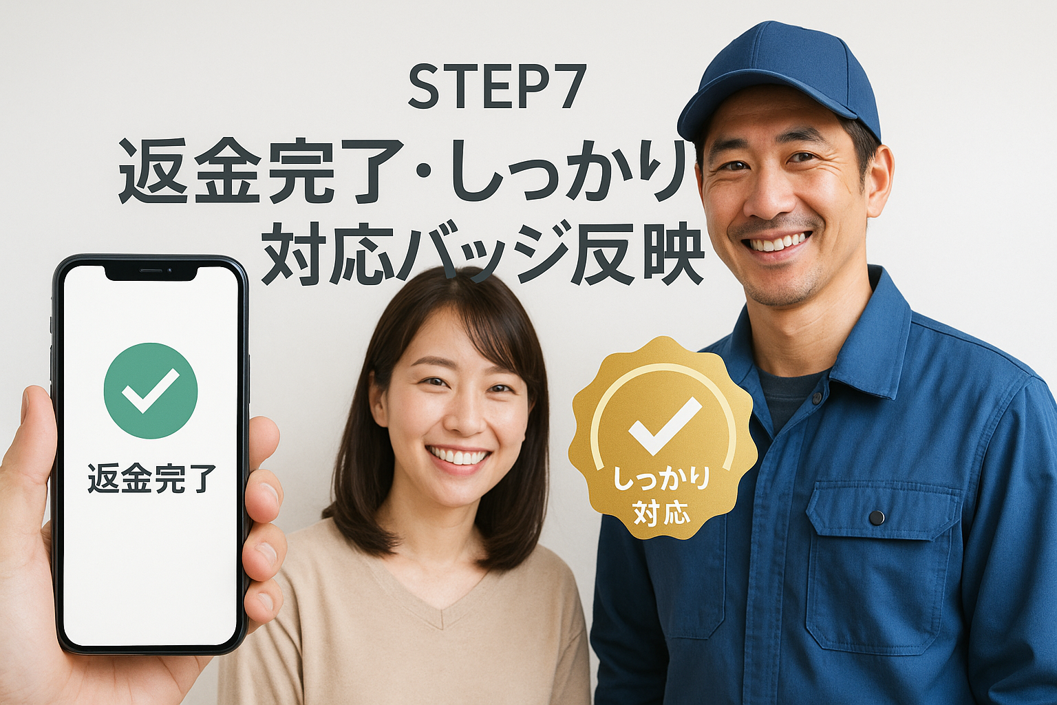 STEP7 返金完了・「しっかり対応」バッジ反映までの流れ