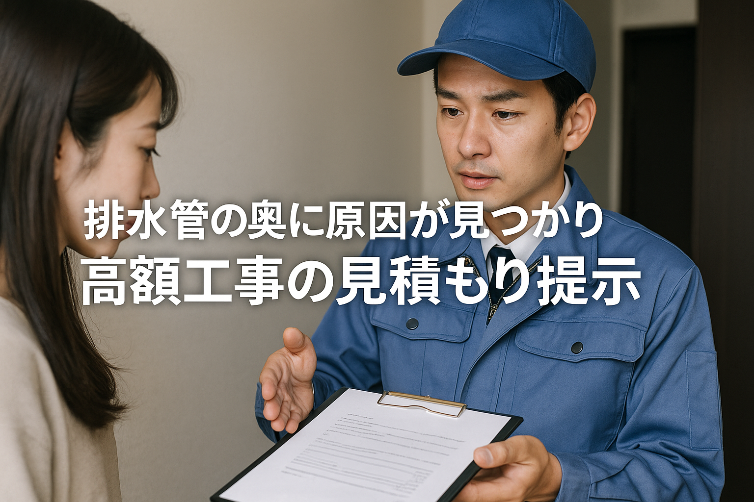 排水管の奥に原因が見つかり高額工事の見積もり提示