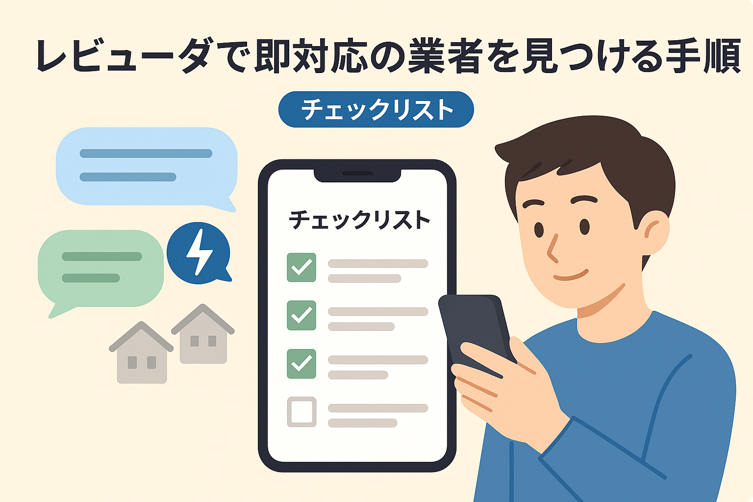 レビューダで即対応の業者を見つける手順（コピペ用チェックリスト）