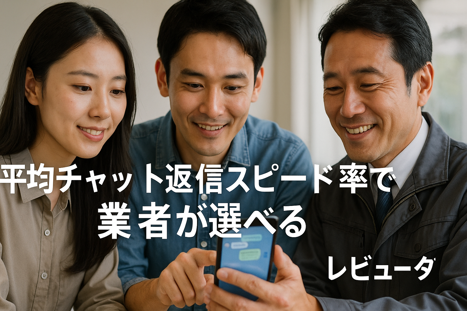 【業者のチャット返信のスピード率】で業者が選べる