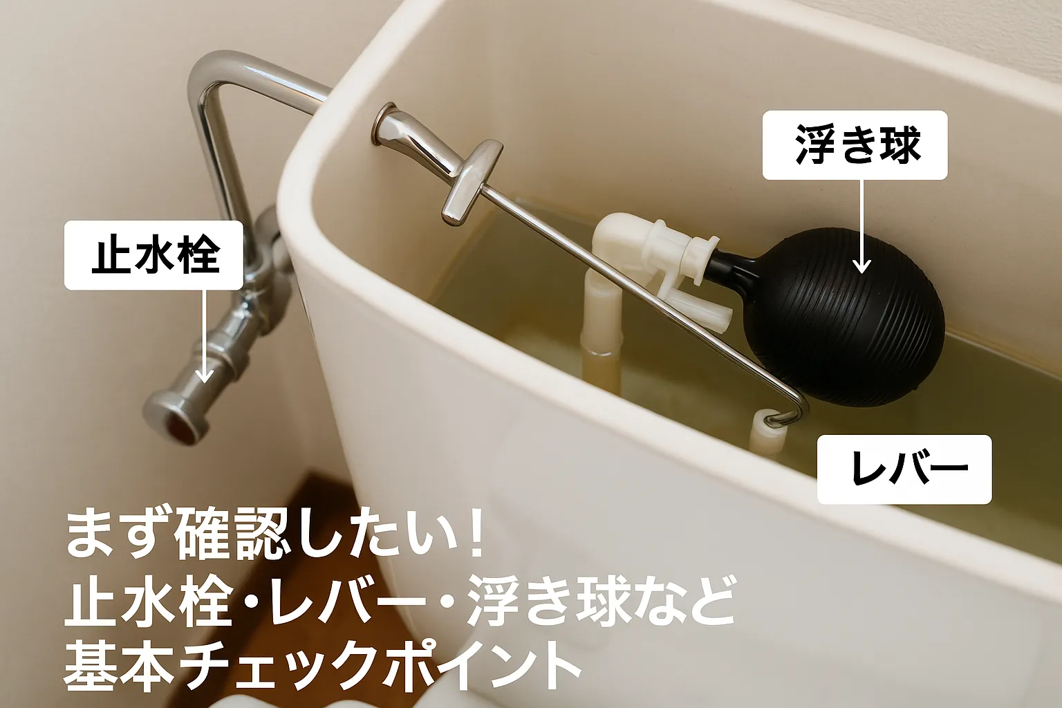 まず確認したい！止水栓・レバー・浮き球など基本チェックポイント