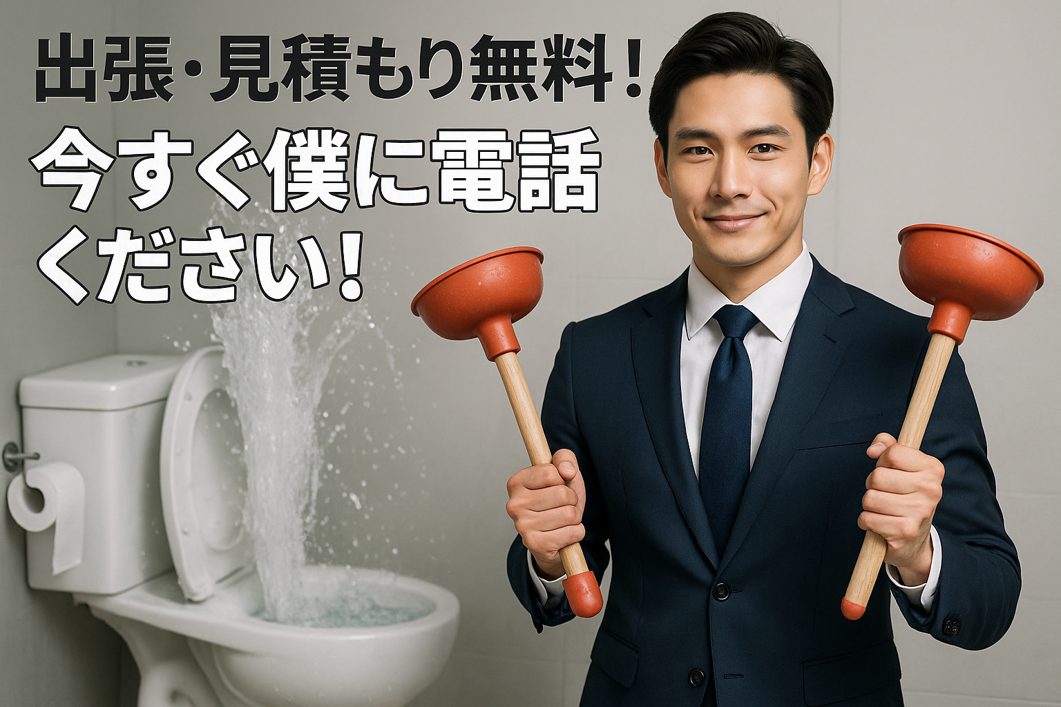 🚽 出張・見積もり無料！トイレ詰まり（トイレつまり）は今すぐ僕に電話ください！