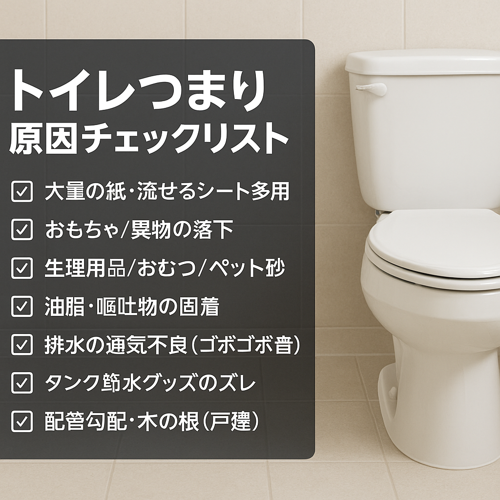 トイレつまりの原因とチェックリスト