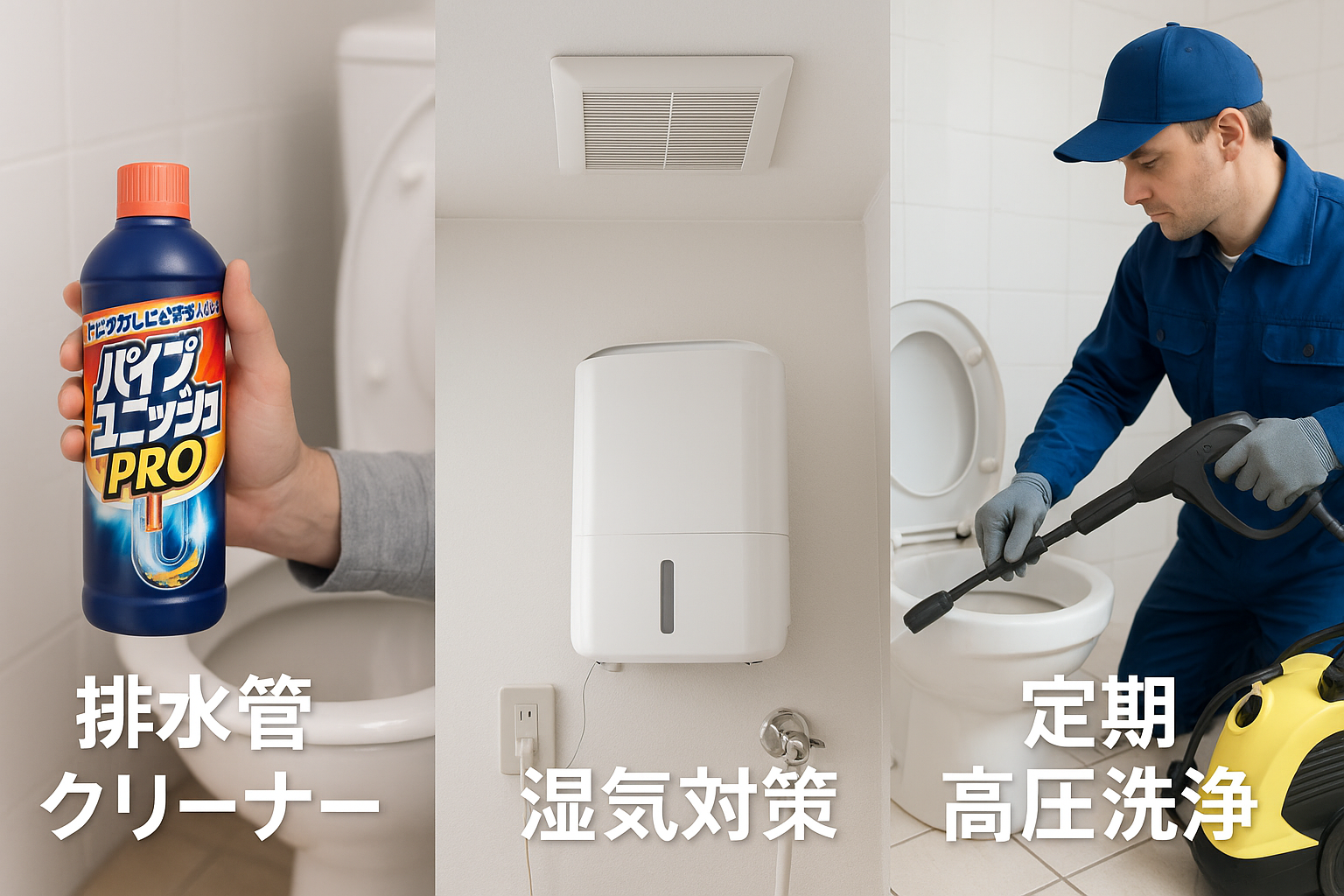 排水管クリーナー・湿気対策・定期高圧洗浄によるトイレ詰まり予防
