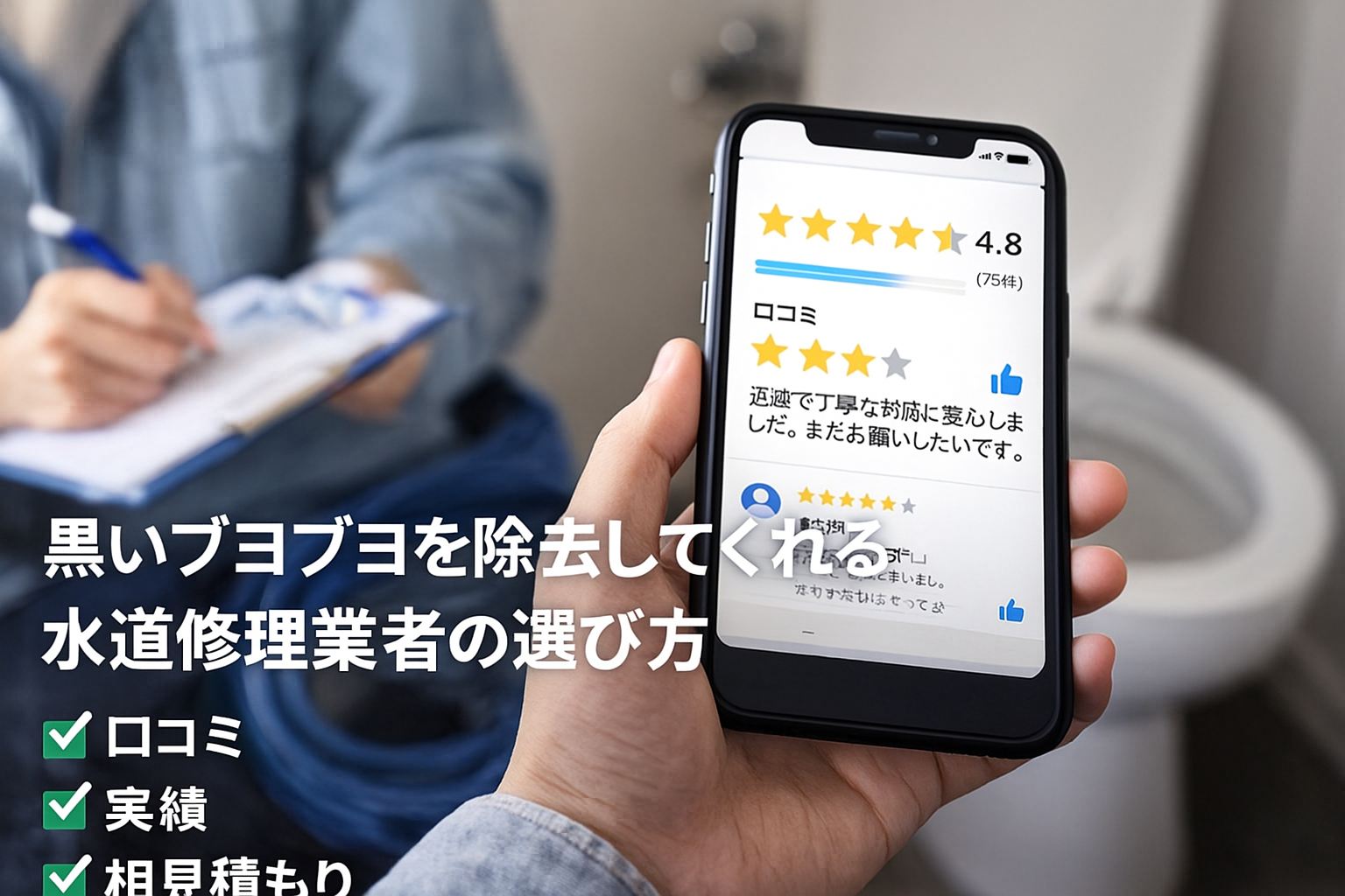 黒いブヨブヨを除去してくれる水道修理業者の選び方（口コミ・実績・相見積もり）