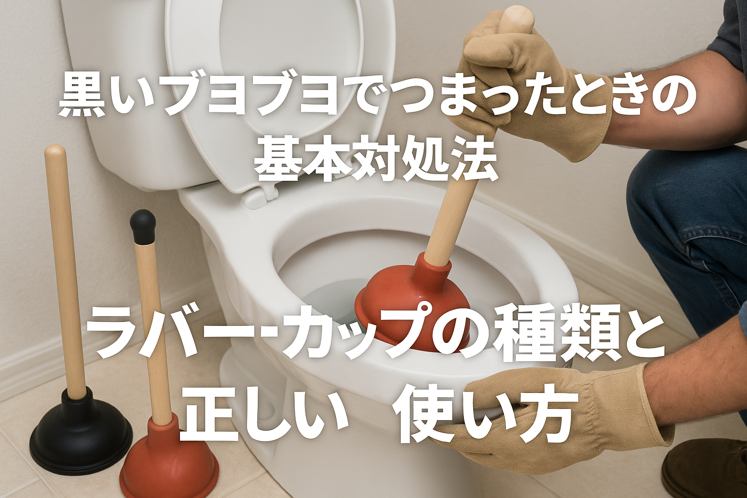 黒いブヨブヨでつまったときの基本対処法（ラバーカップの種類と正しい使い方）