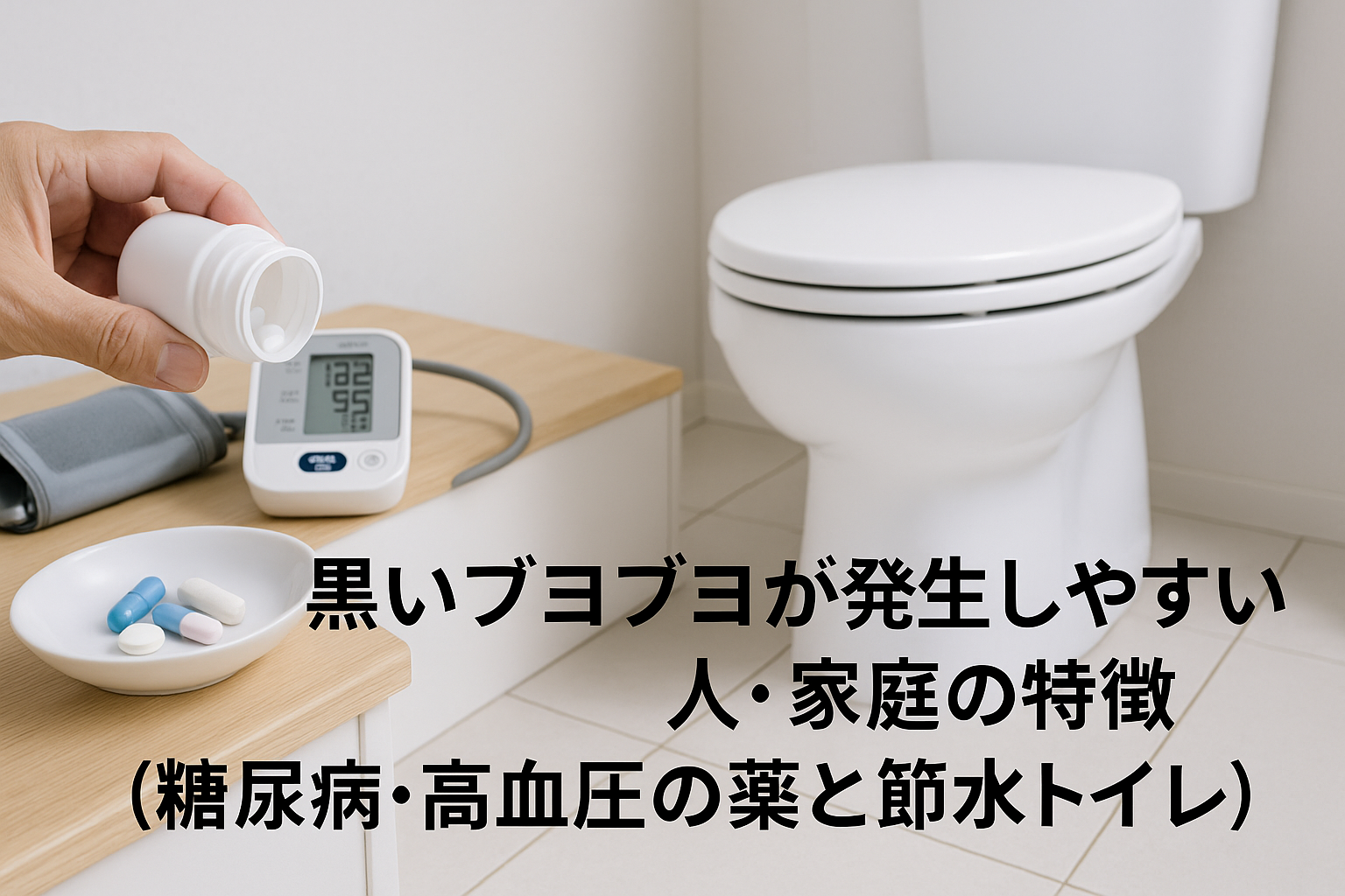 黒いブヨブヨが発生しやすい人・家庭の特徴（糖尿病・高血圧の薬と節水トイレ）