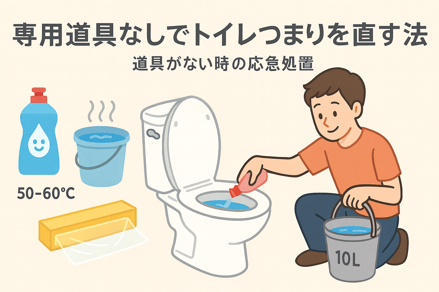専用道具なしでトイレつまりを直す方法（道具がない時の応急処置）