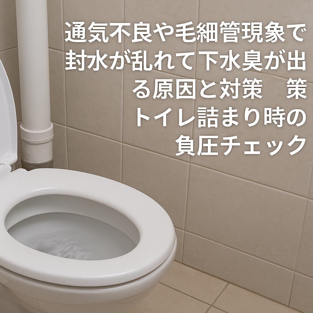 詰まりや通気不良（補助水管の負圧・毛細管現象）で封水が乱れるケース