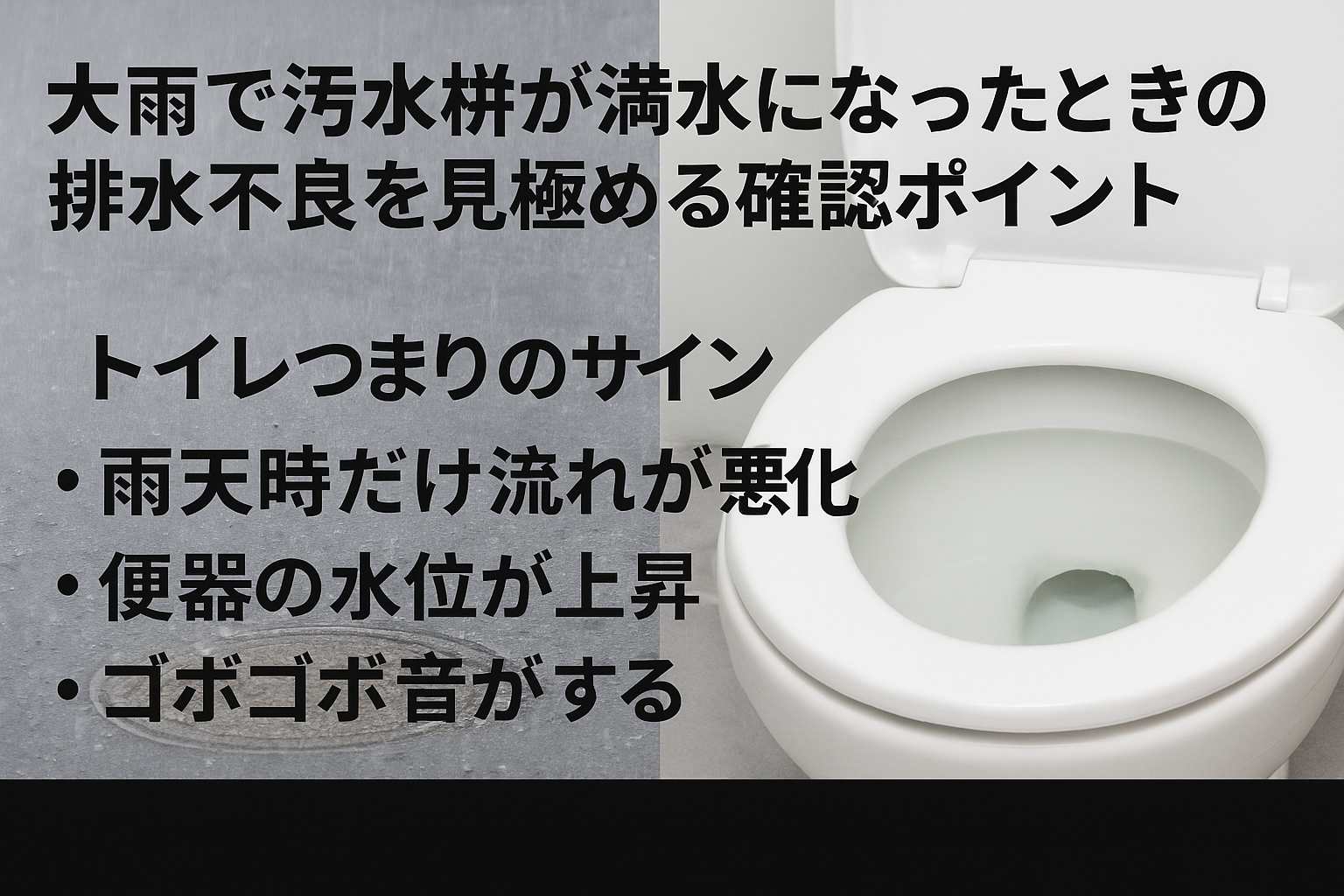 大雨で満水になったときの排水不良の見極め方