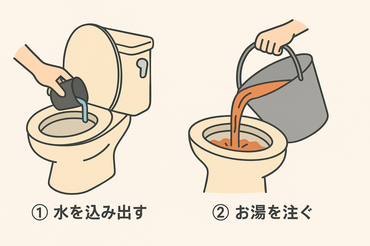 🚿 お湯とバケツを使ったトイレつまり解消法（軽度のつまりに有効）