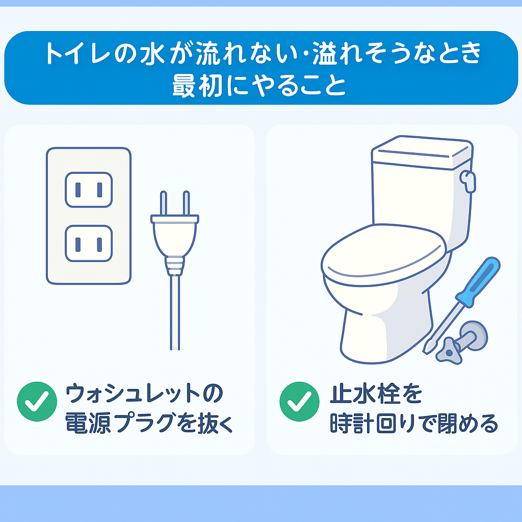 トイレの水が流れない・溢れそうなときに最初にやること
