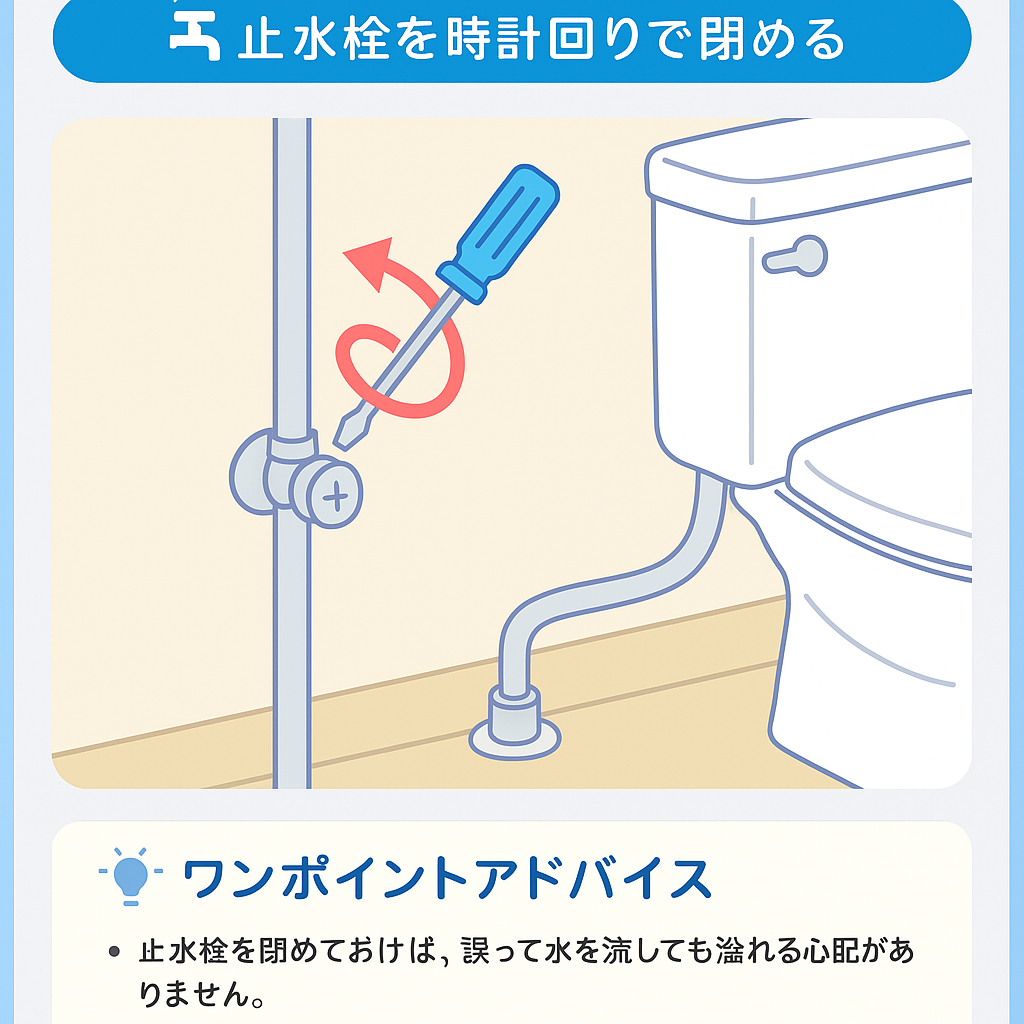 🚰 止水栓を時計回りで閉める（応急対処の第一歩）