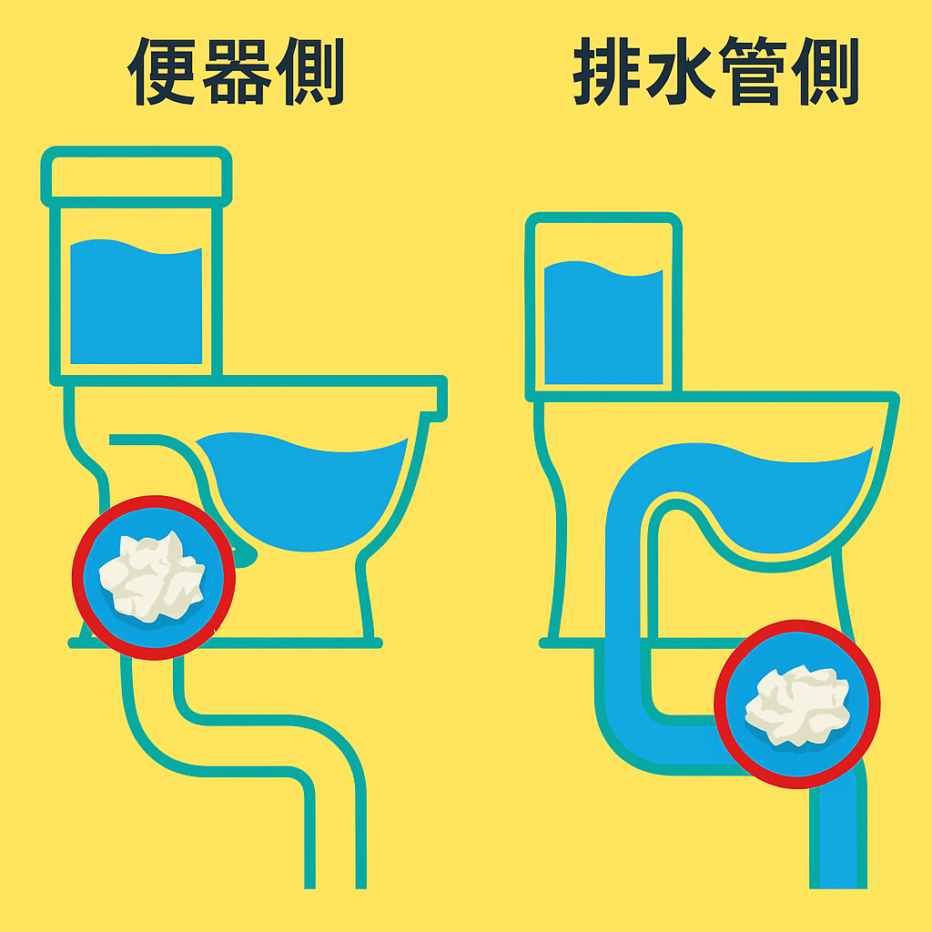 ✅目に見えない排水管側でのつまりにも注意！