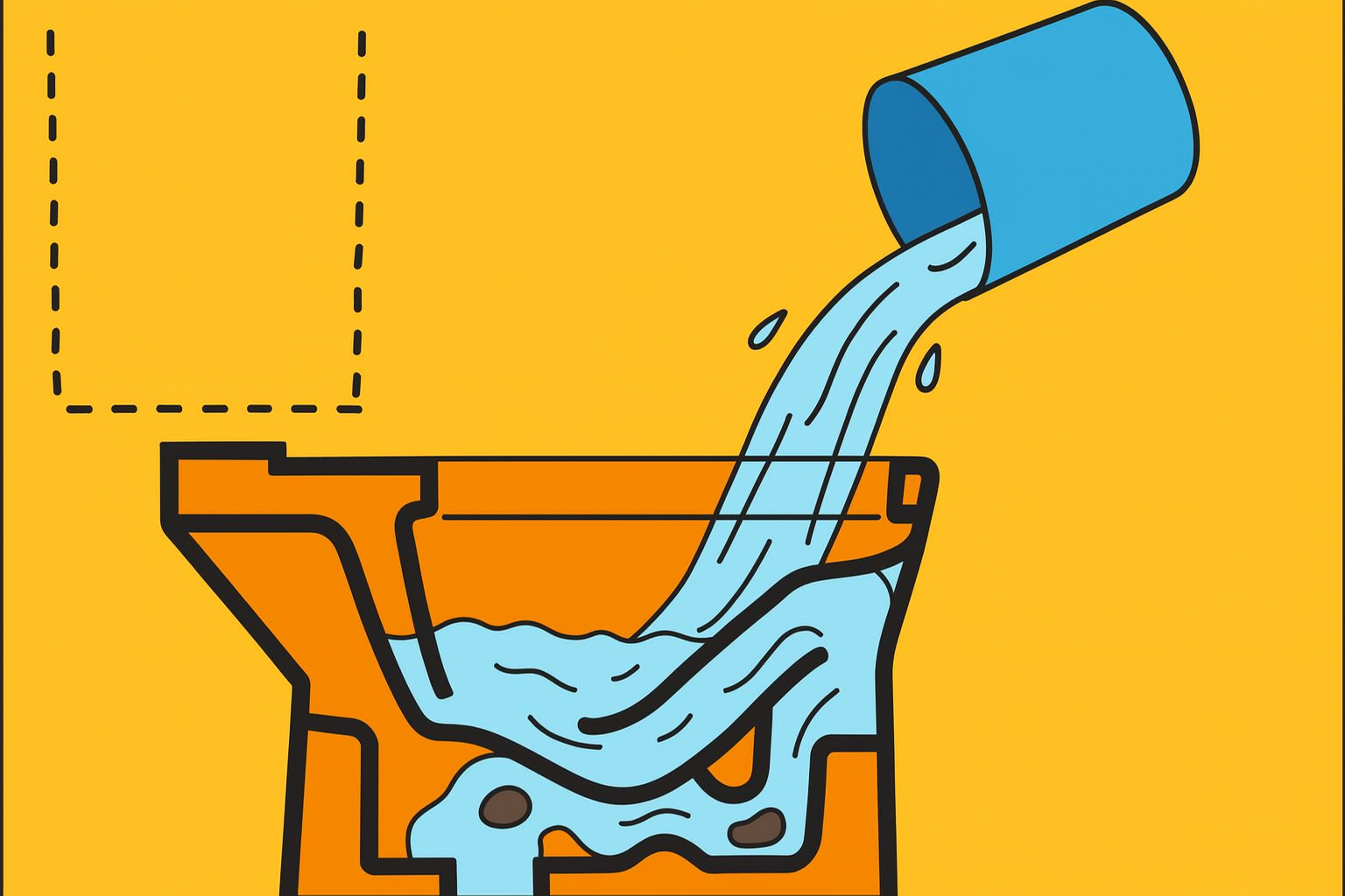 ✅④ バケツで水を流して確認する