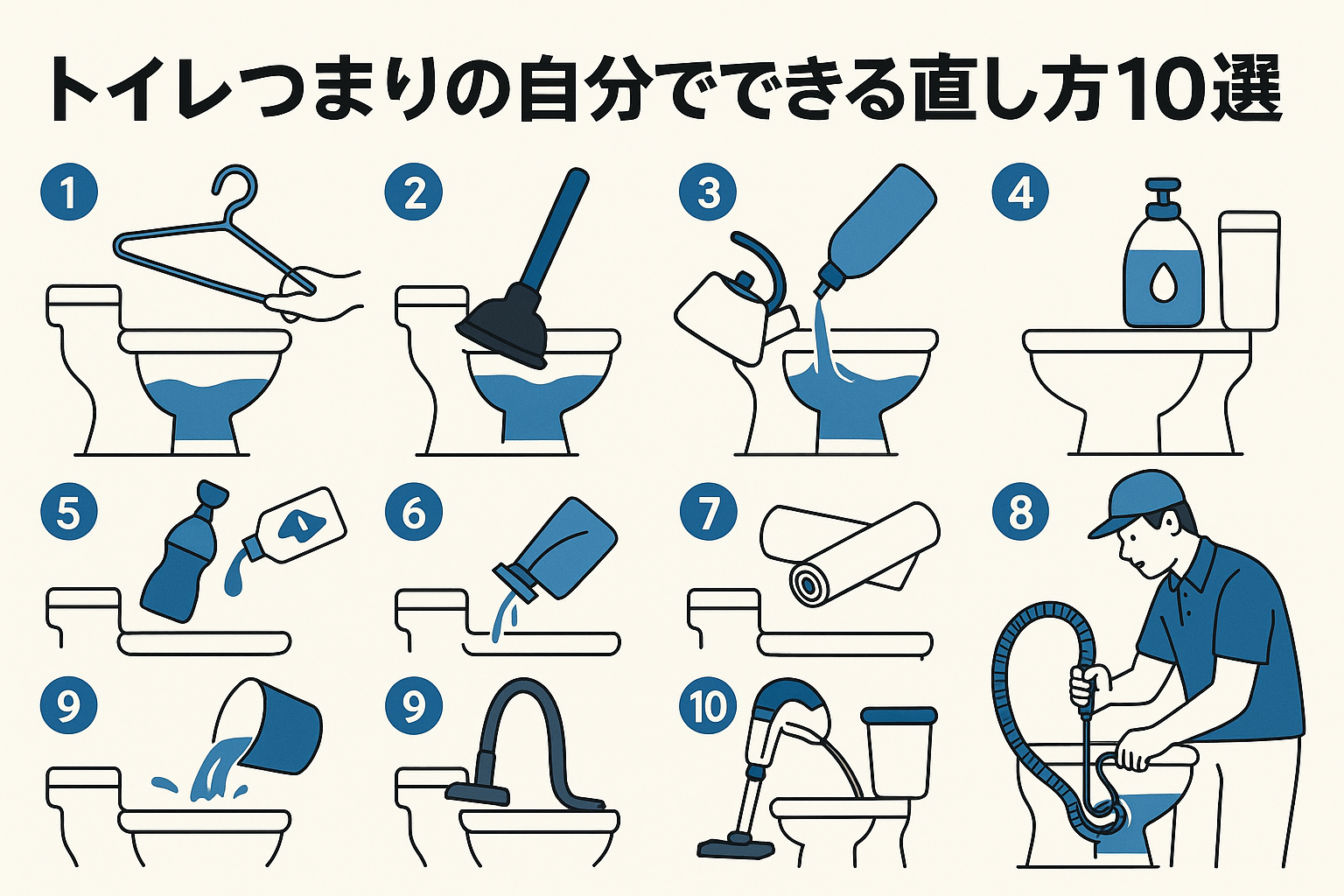 トイレつまりの自分でできる直し方10選｜プロが正しい対処法を徹底解説！