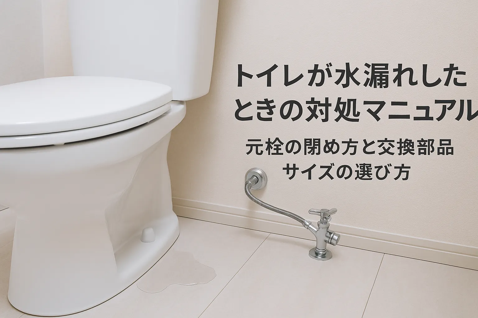 【トイレ詰まり】トイレが水漏れしたときの対処マニュアル:元栓の閉め方と交換部品サイズの選び方