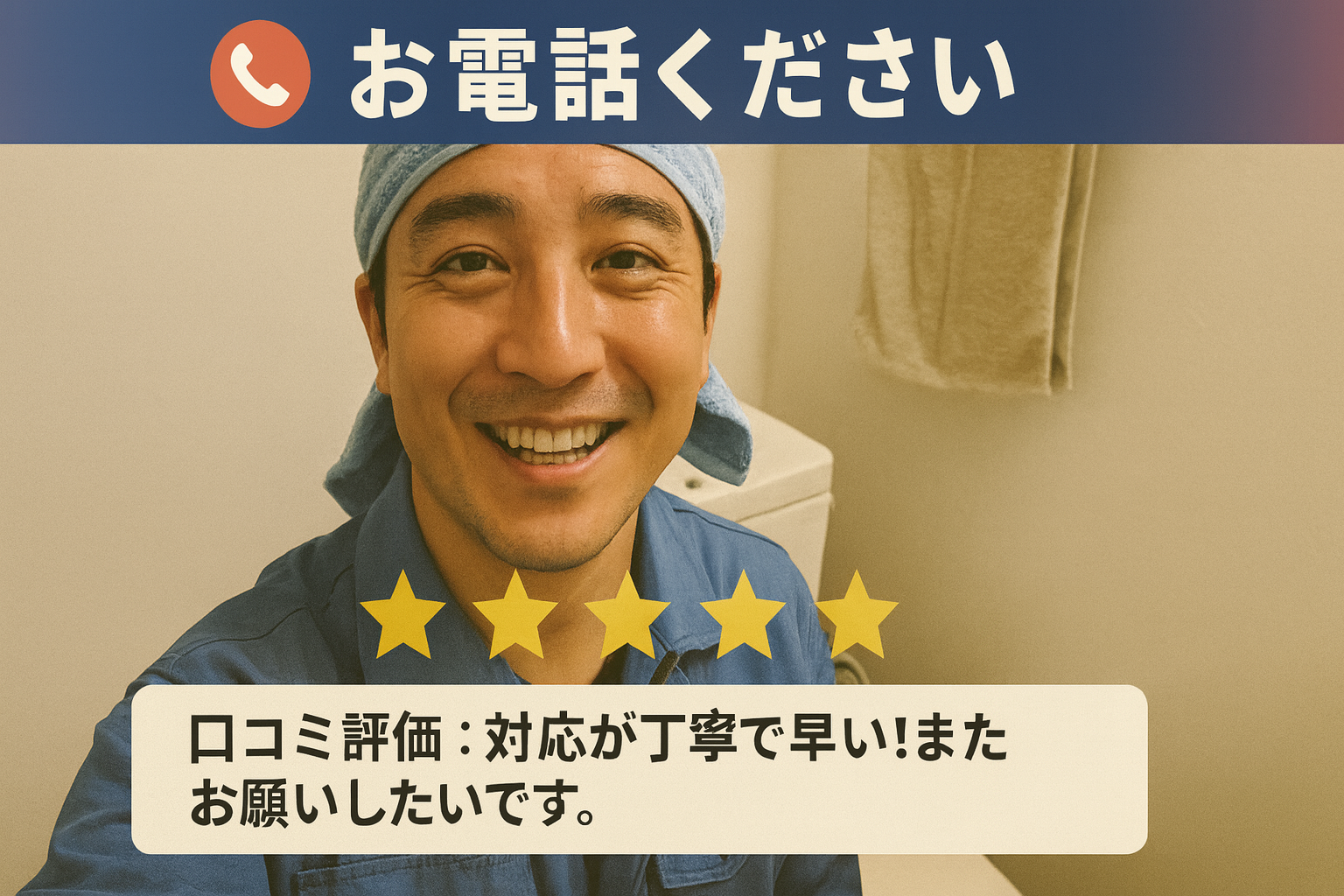 神奈川全域・トイレ詰まりを担当しております！山本 直樹です。