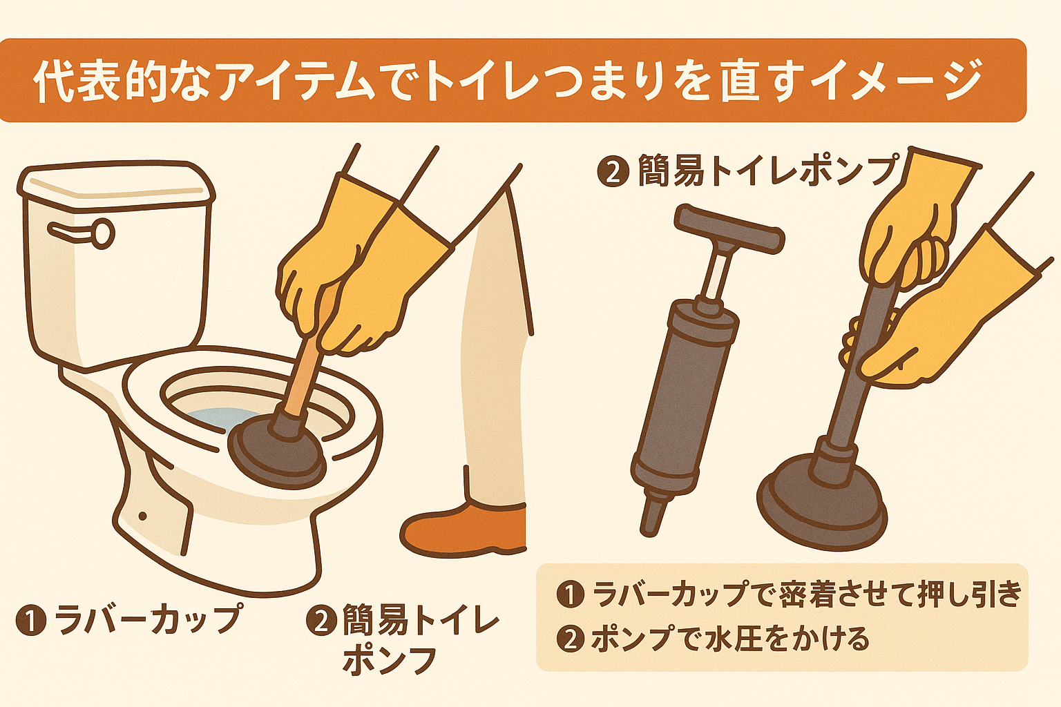 代表的なアイテムでトイレつまりを直す｜方法9