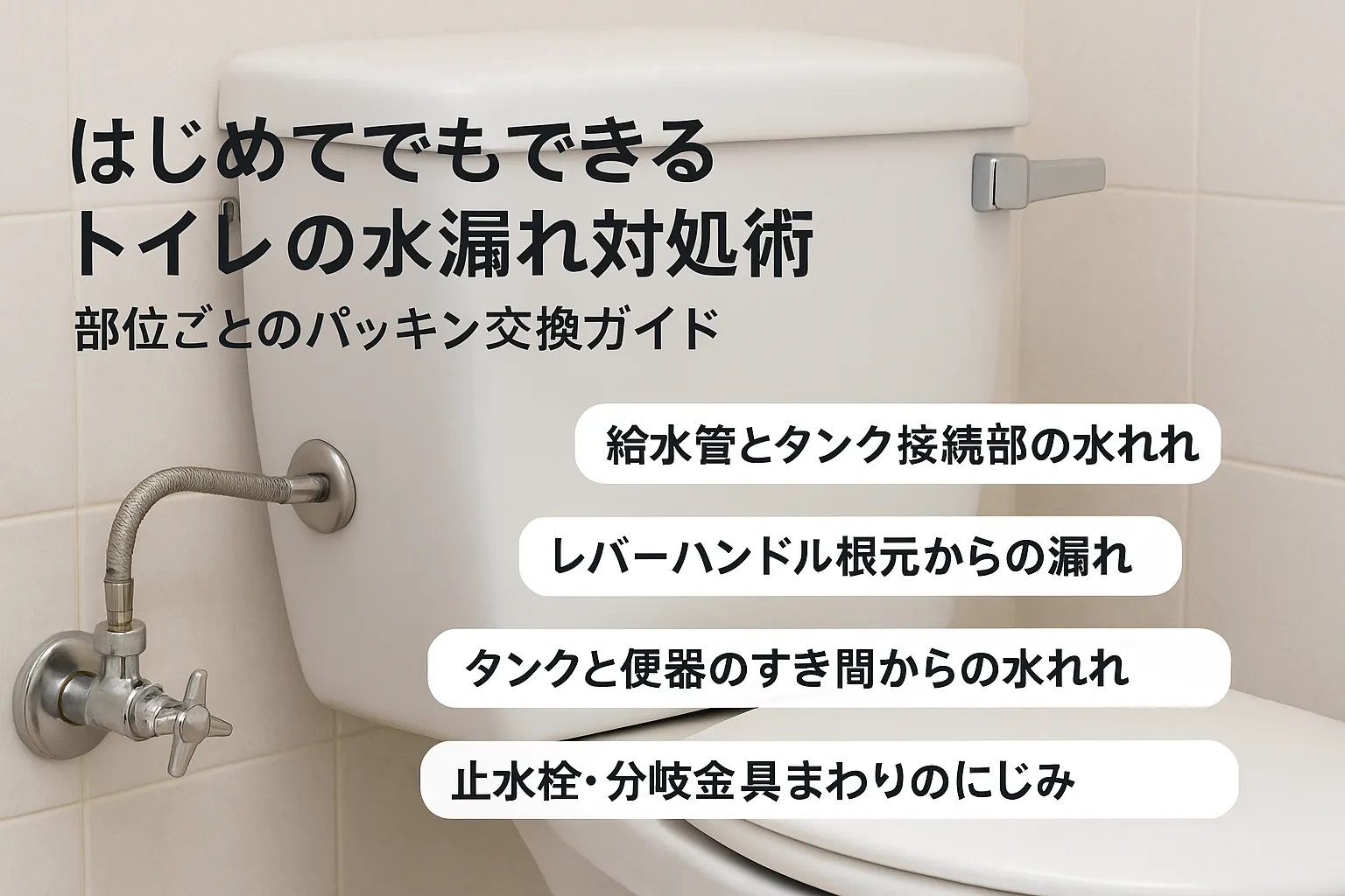 【トイレ詰まり】はじめてでもできるトイレの水漏れ対処術|部位ごとのパッキン交換ガイド