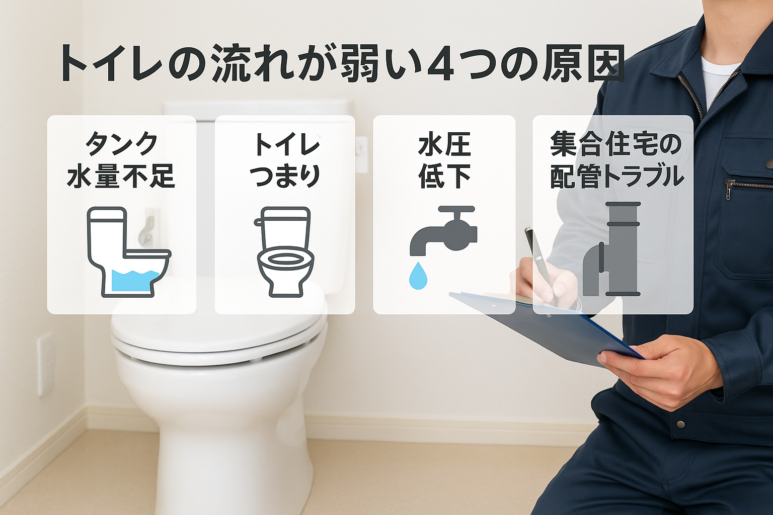 トイレの水が流れにくい原因と改善策!自分で直せるケースと業者に任せる目安