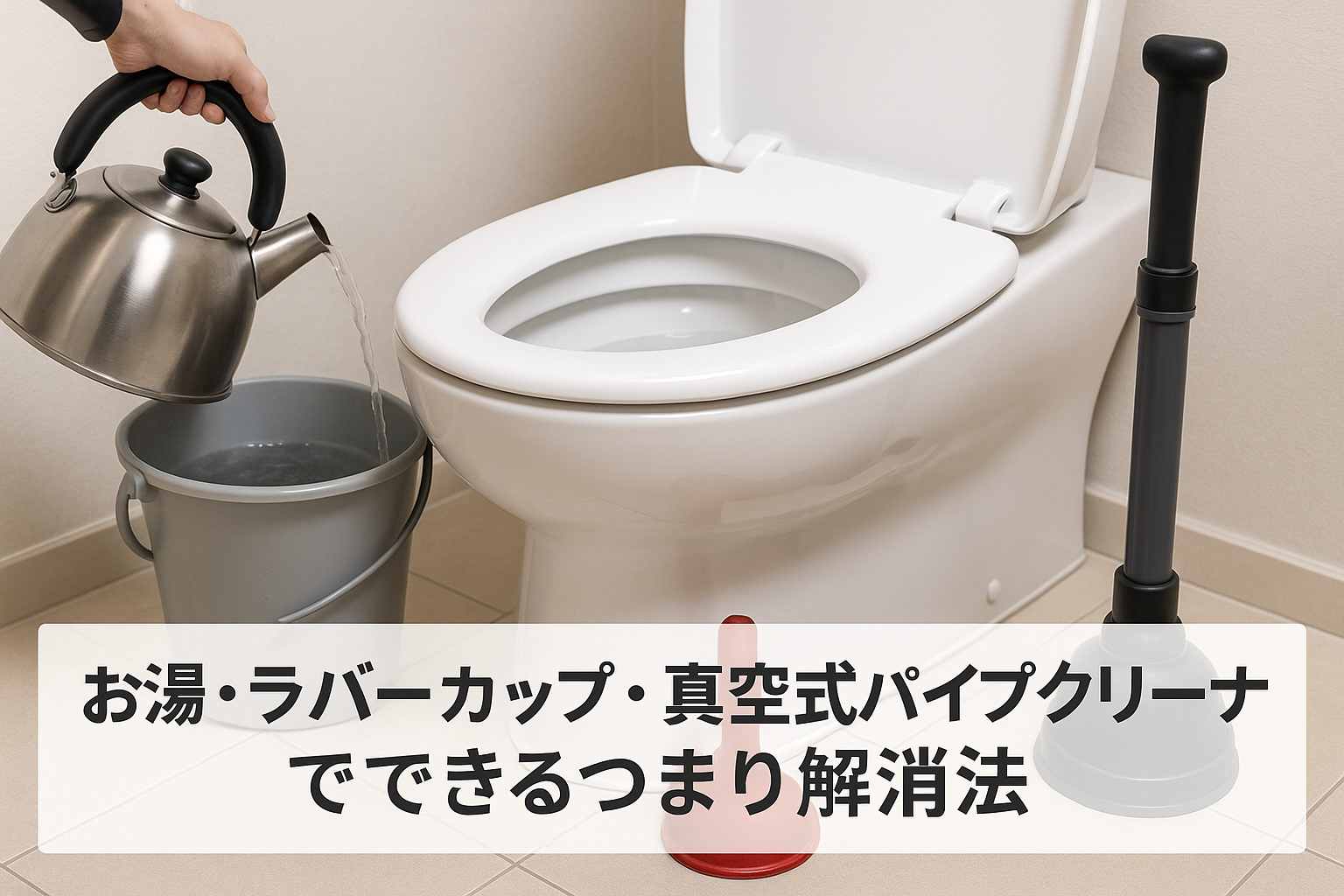 お湯・ラバーカップ・真空式パイプクリーナーでできるつまり解消法