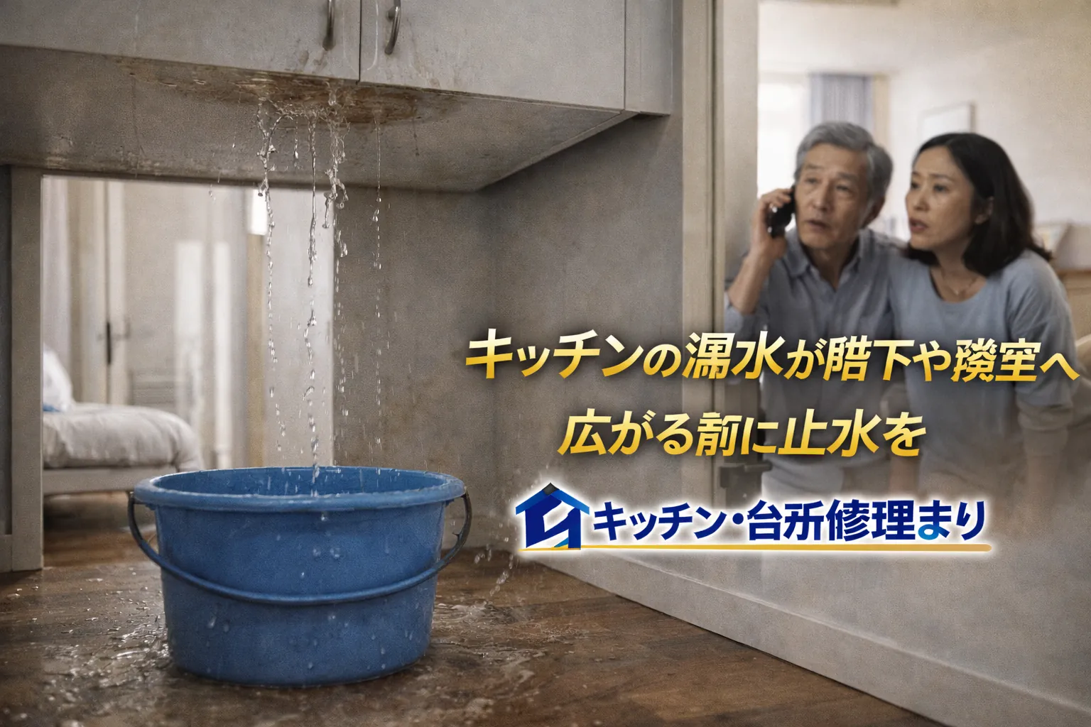 漏水が階下や隣室へ及び、クレームや賠償などのトラブルを招く