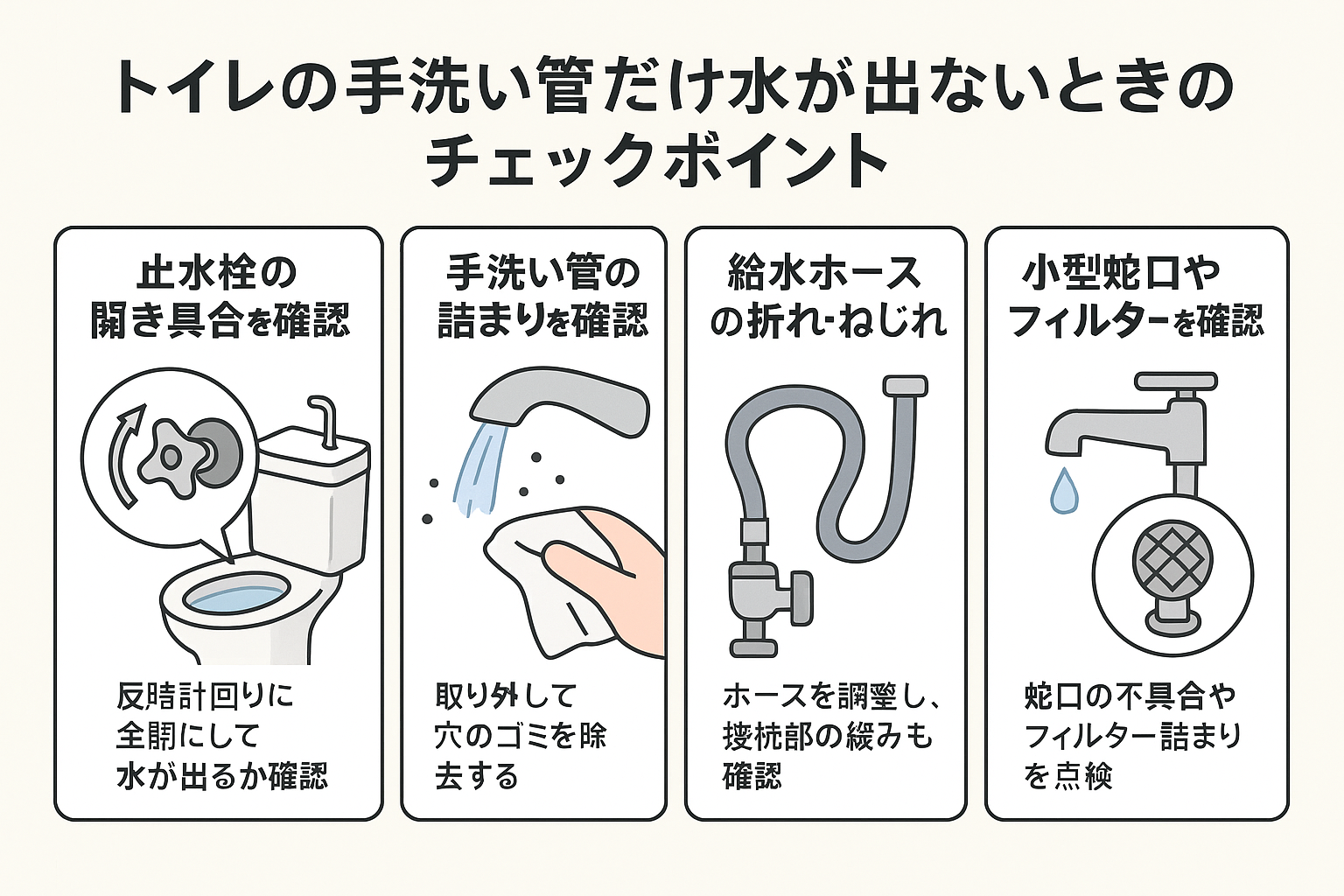 トイレの手洗い管だけ水が出ない原因と対処法