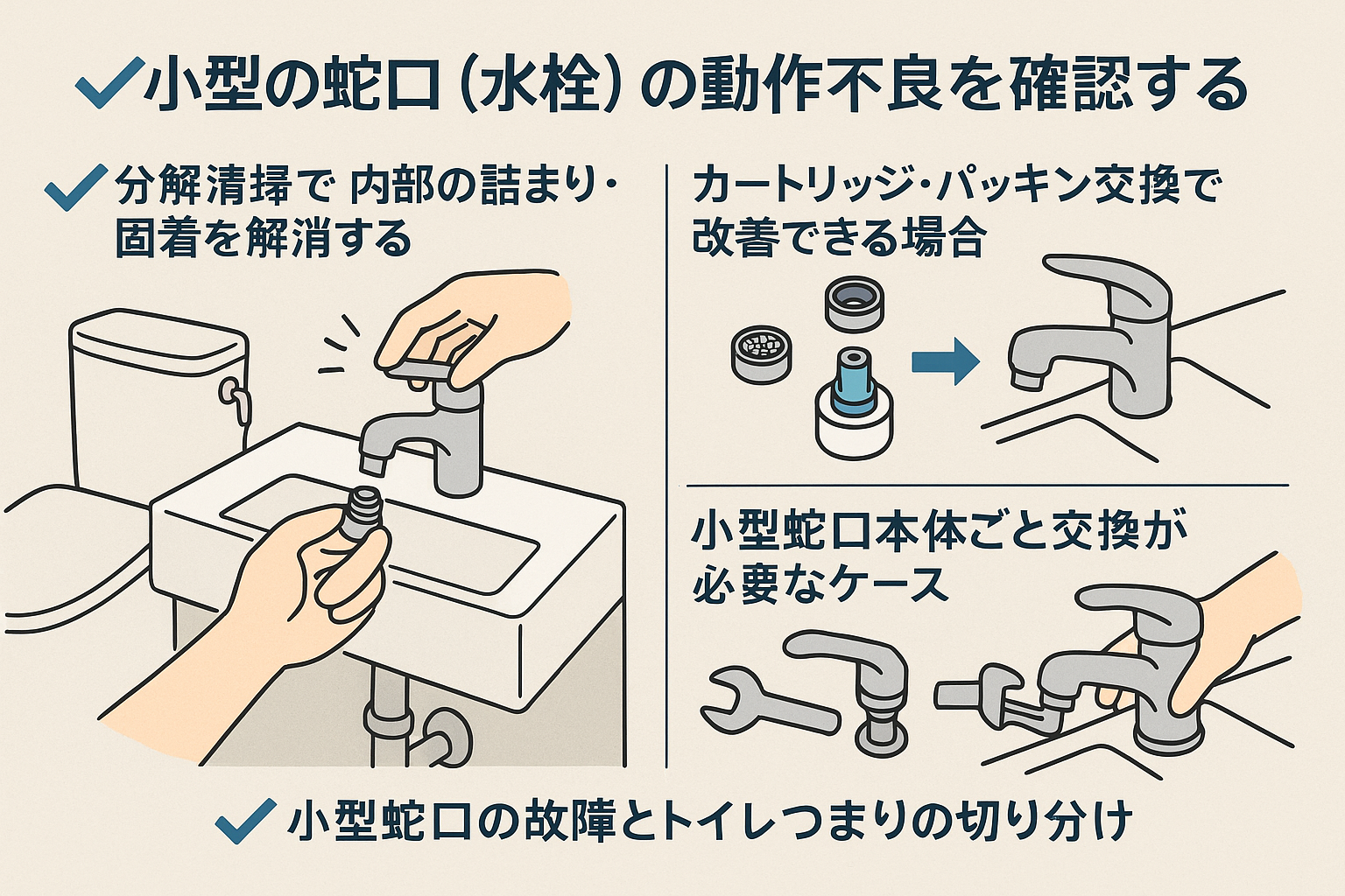 トイレの小型蛇口（水栓）が故障している