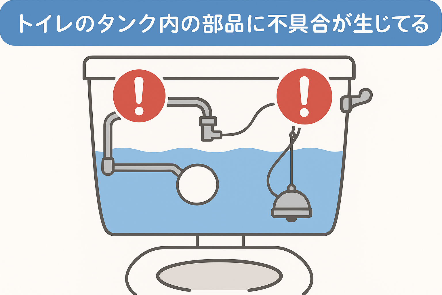 トイレのタンク内の部品に不具合が生じている