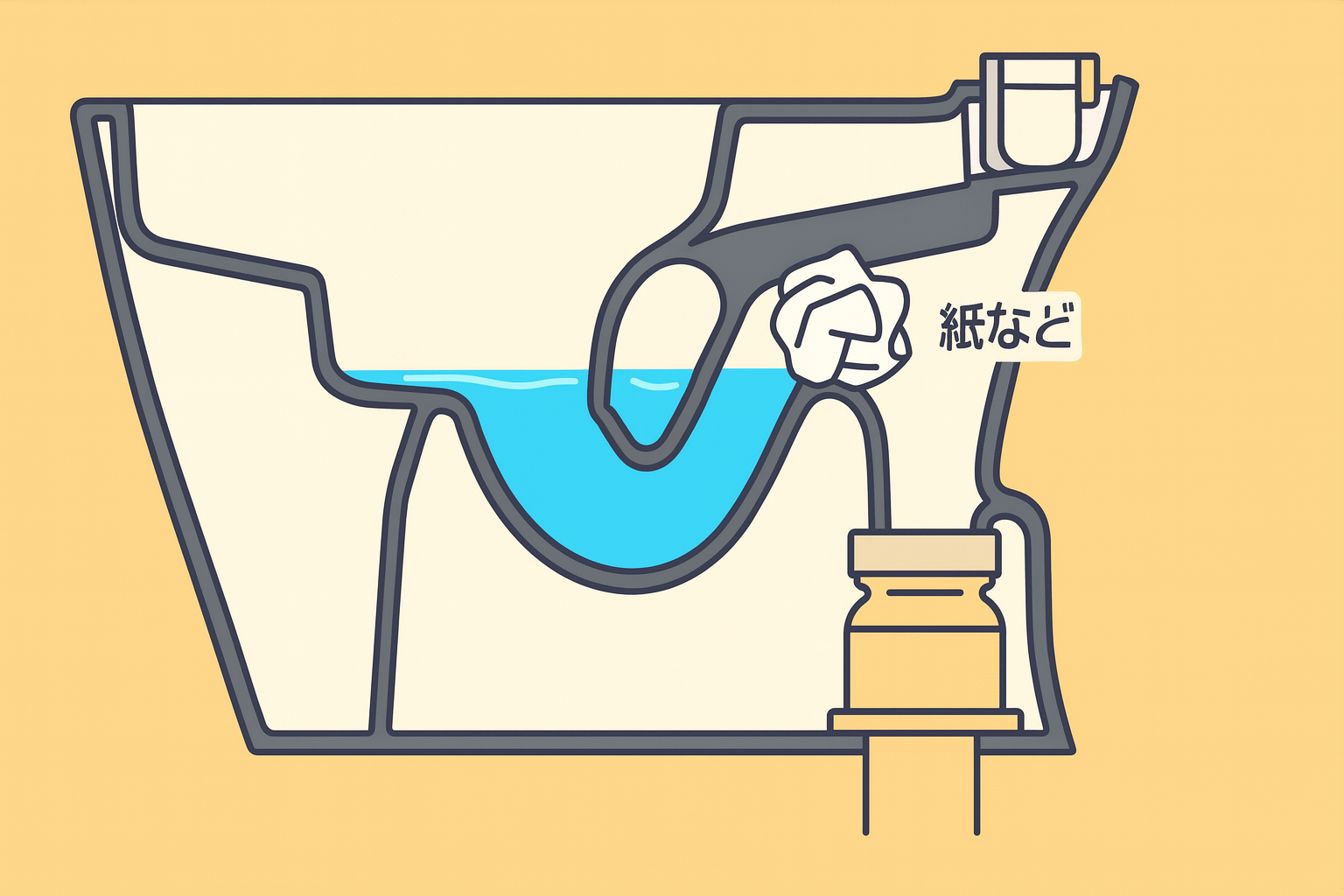 トイレの排水口に詰まるケース