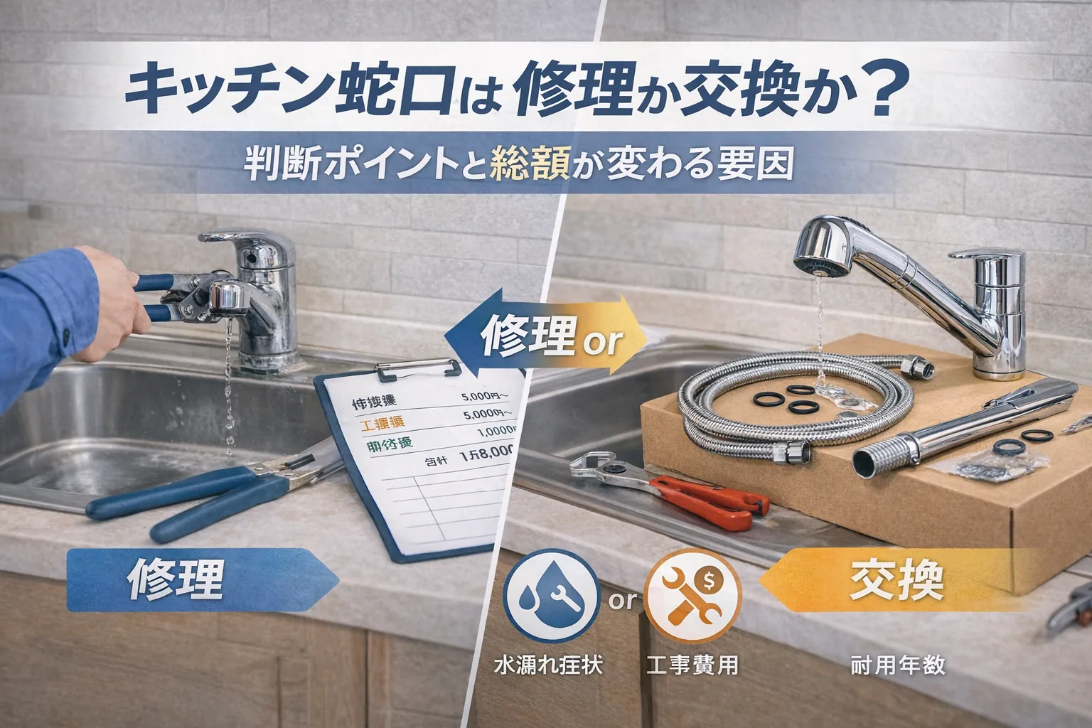 修理か交換かの判断ポイントと総額の差が出る要因