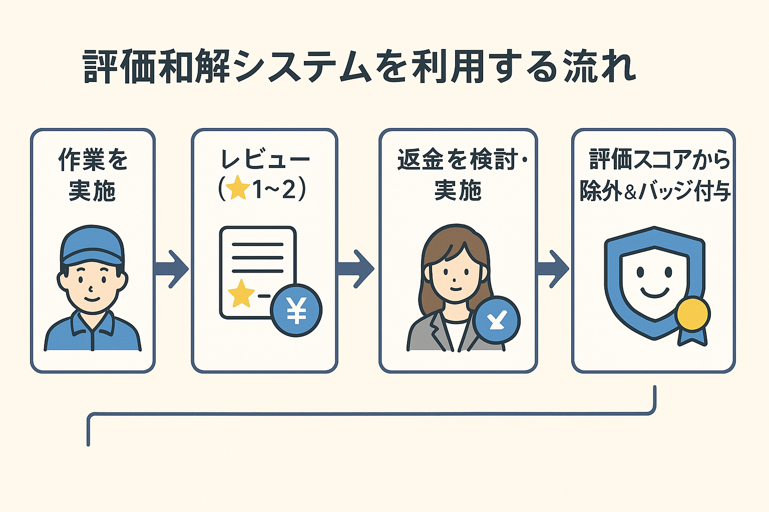 評価和解システムを利用する流れ