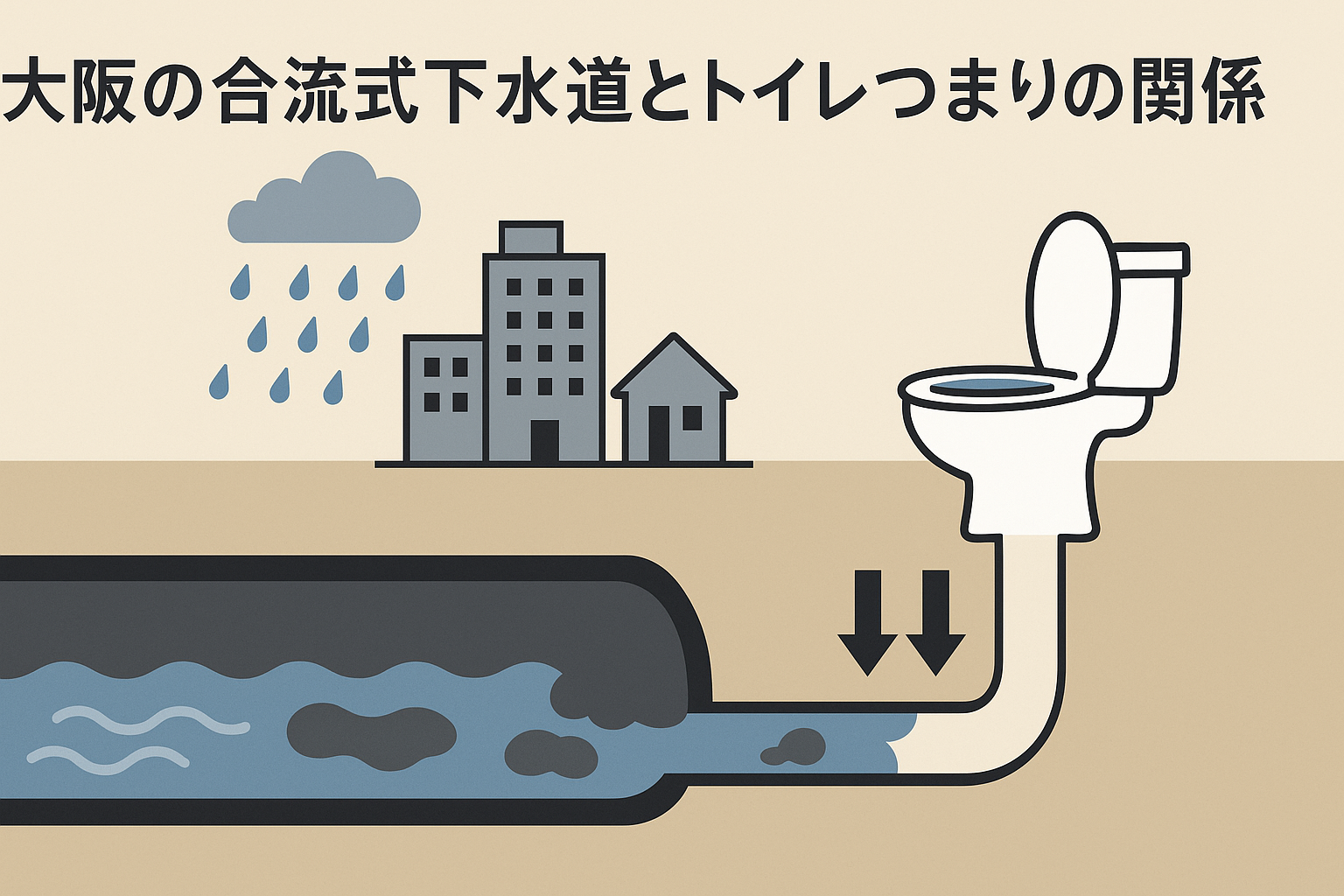 【下水道：大阪の合流式下水道とトイレつまり（トイレ詰まり）の関係】