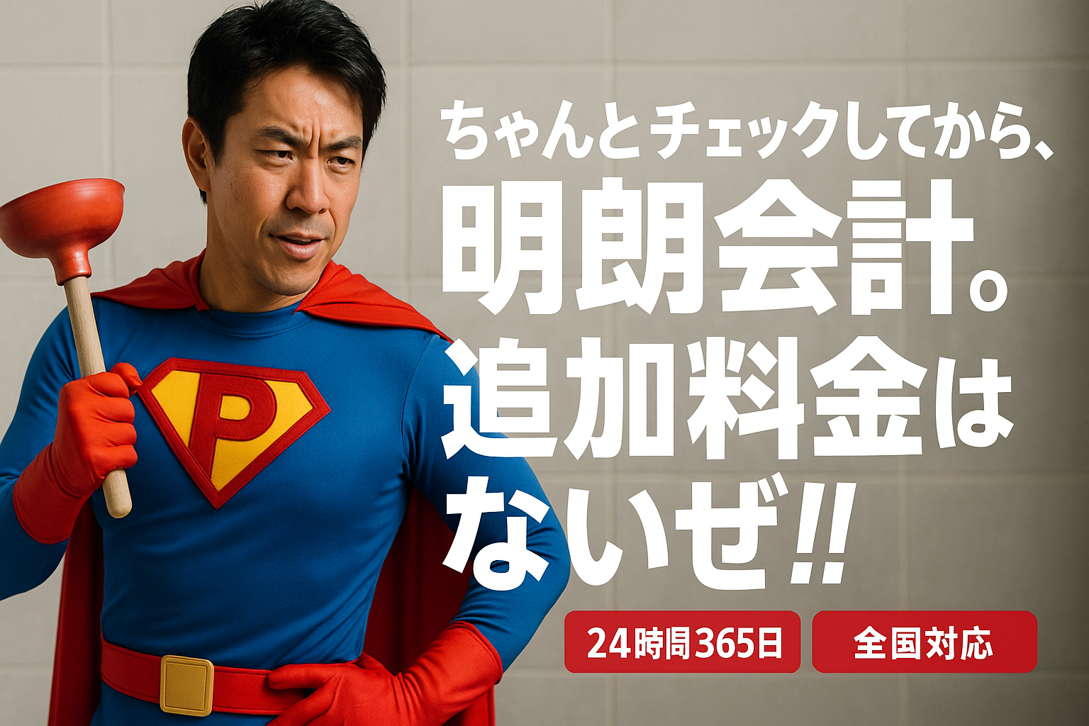 トイレつまりは“全てしっかりとチェックしてから!明朗会計!追加料金はありません