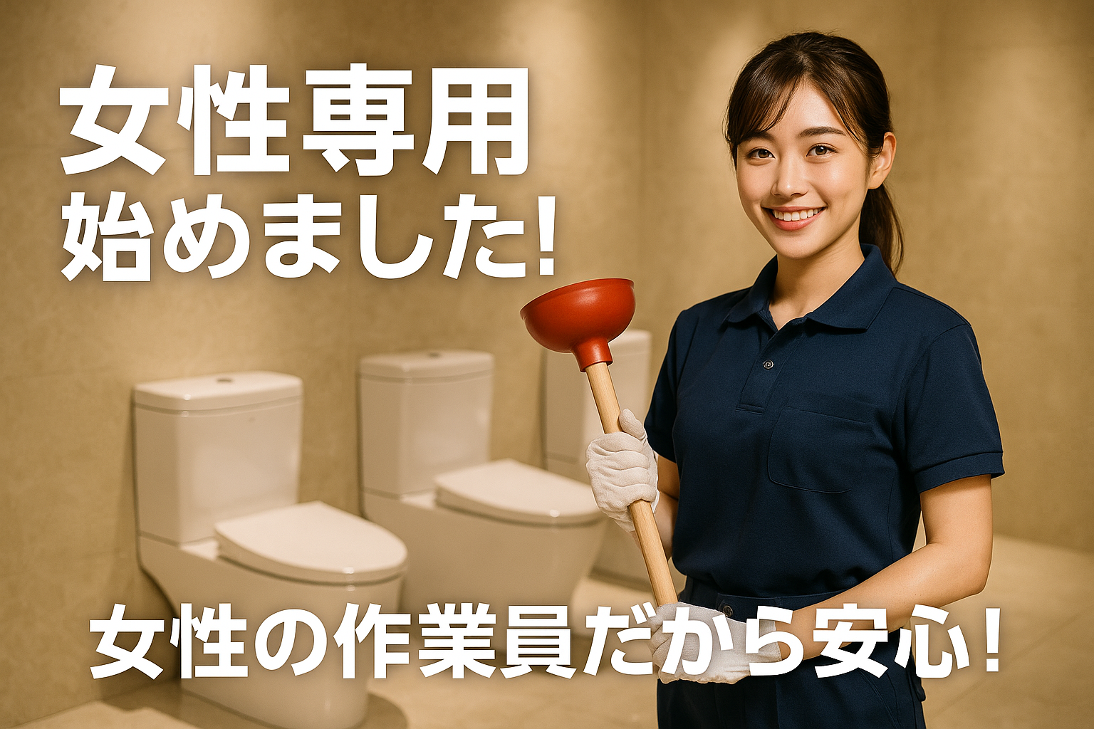 女性専用トイレ詰まりサービス始めました！ 👩‍🔧 女性専用サービスのご案内（大阪・神戸）