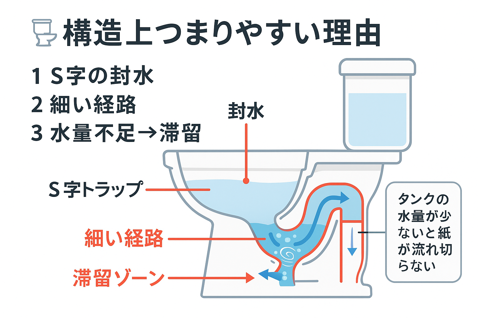 トイレのつまりを自分で治す11の方法！原因や予防方法も丁寧に解説！🚽 構造上つまりやすい理由