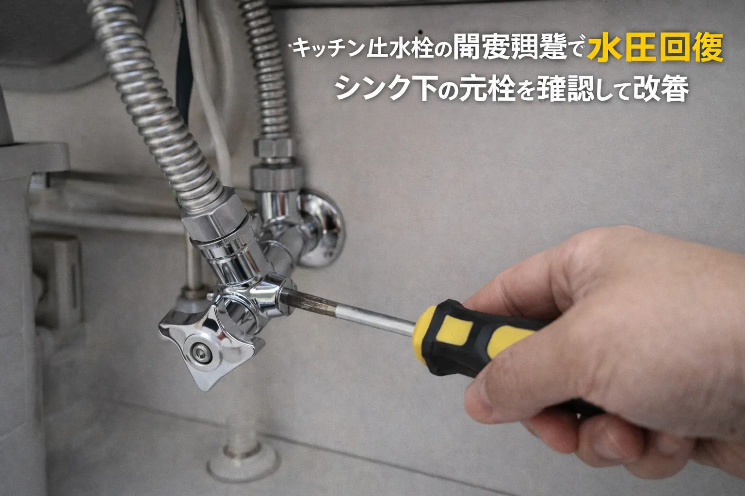 止水栓が絞られていないか開度を見直す