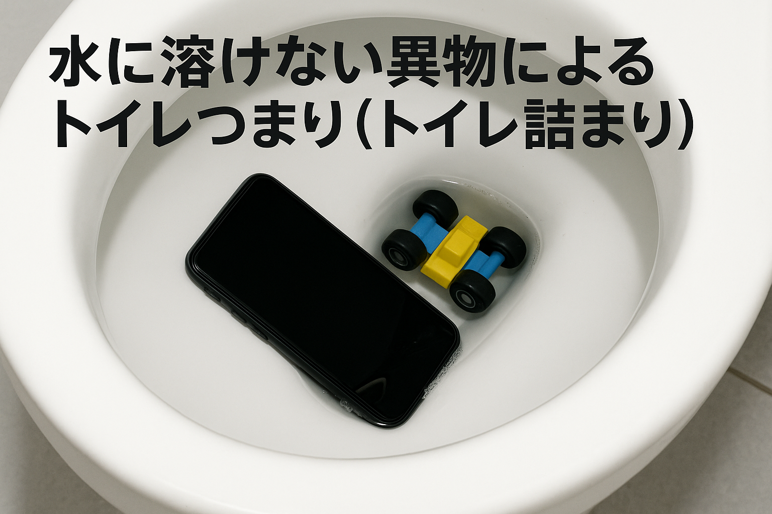 水に溶けない異物によるトイレつまり（トイレ詰まり）