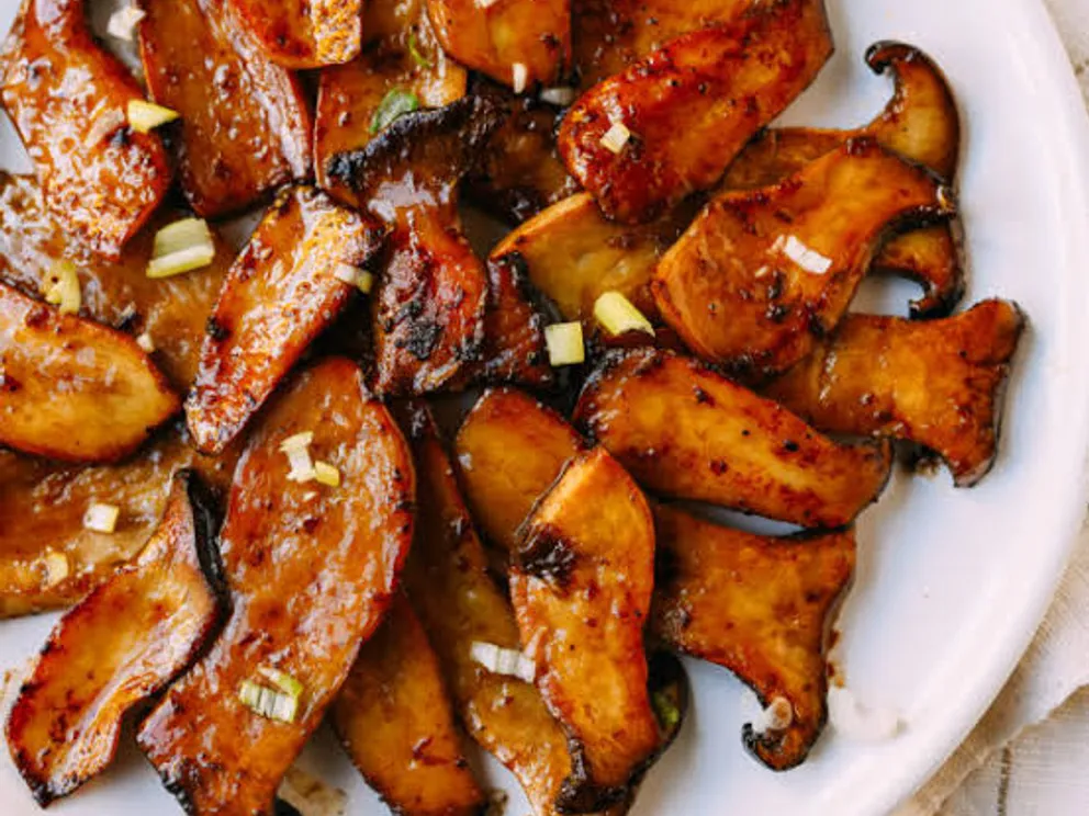 Soy Butter Glazed King Oyster Mushrooms