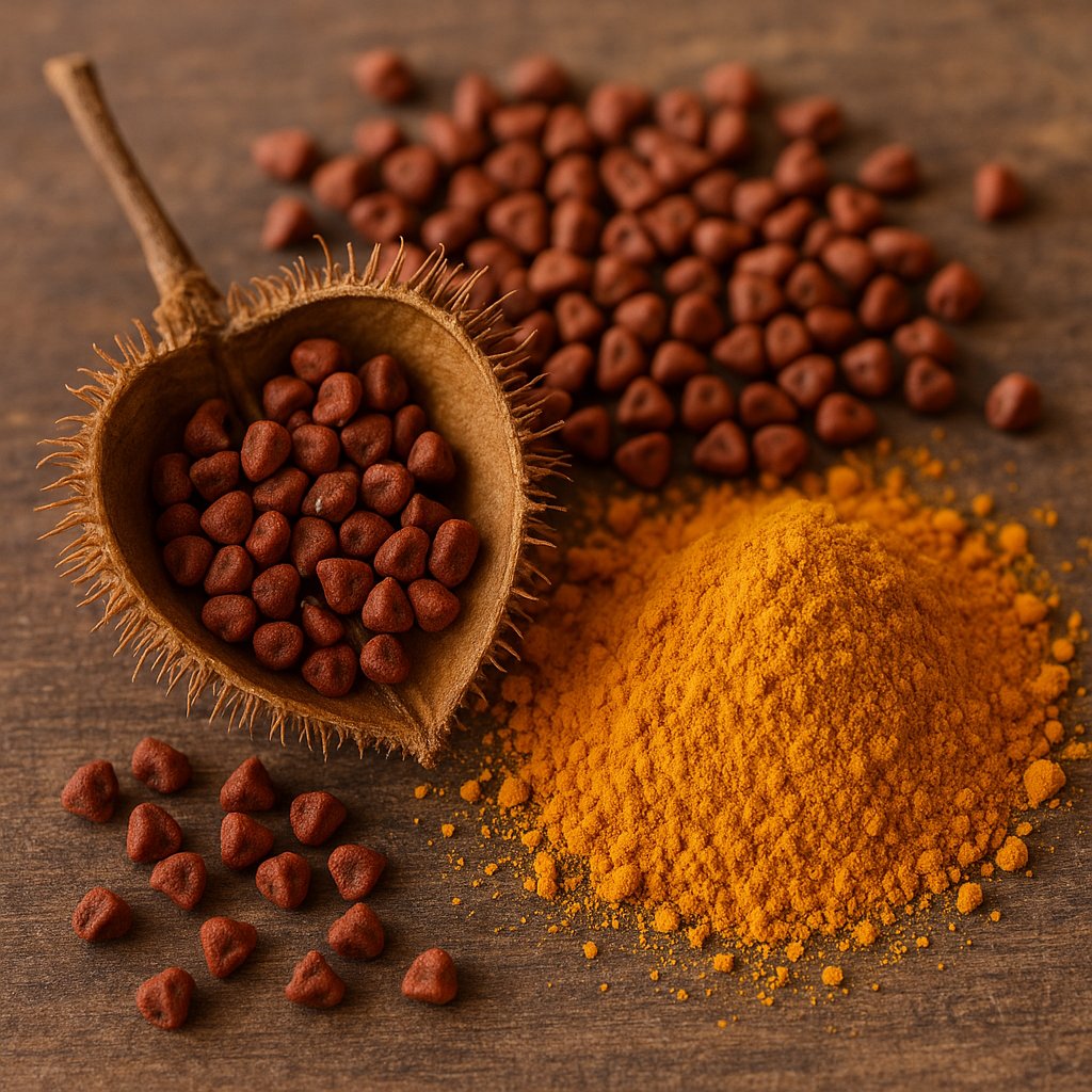Photo de l'ingredient Urucum (rocou), colorant naturel jaune-orange