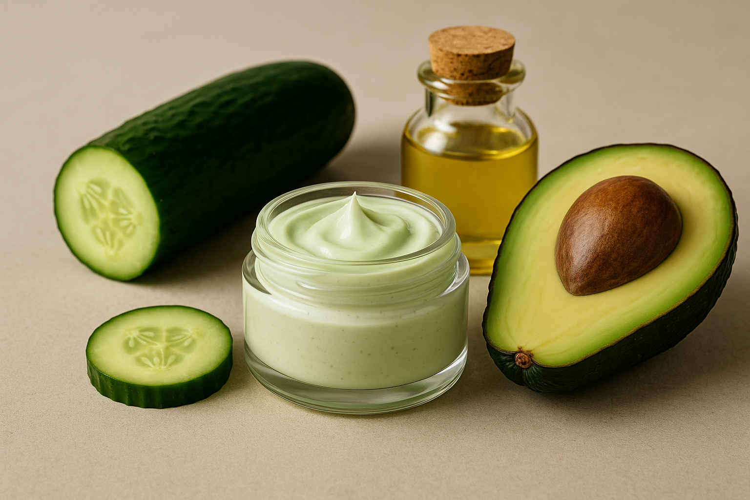 Image recette Hydratant Visage Fraîcheur "Concombre & Avocat" DIY Peau Lumineuse