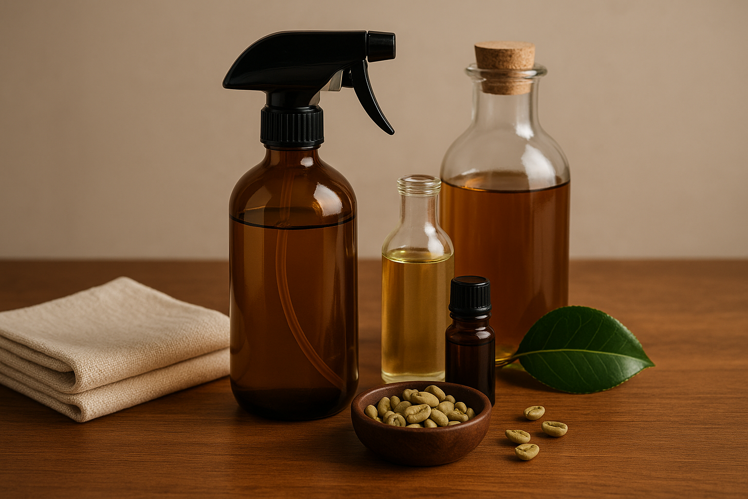 Image recette Soin Express pour Meubles en Bois : Nettoyant Éclat & Protection au Café Vert