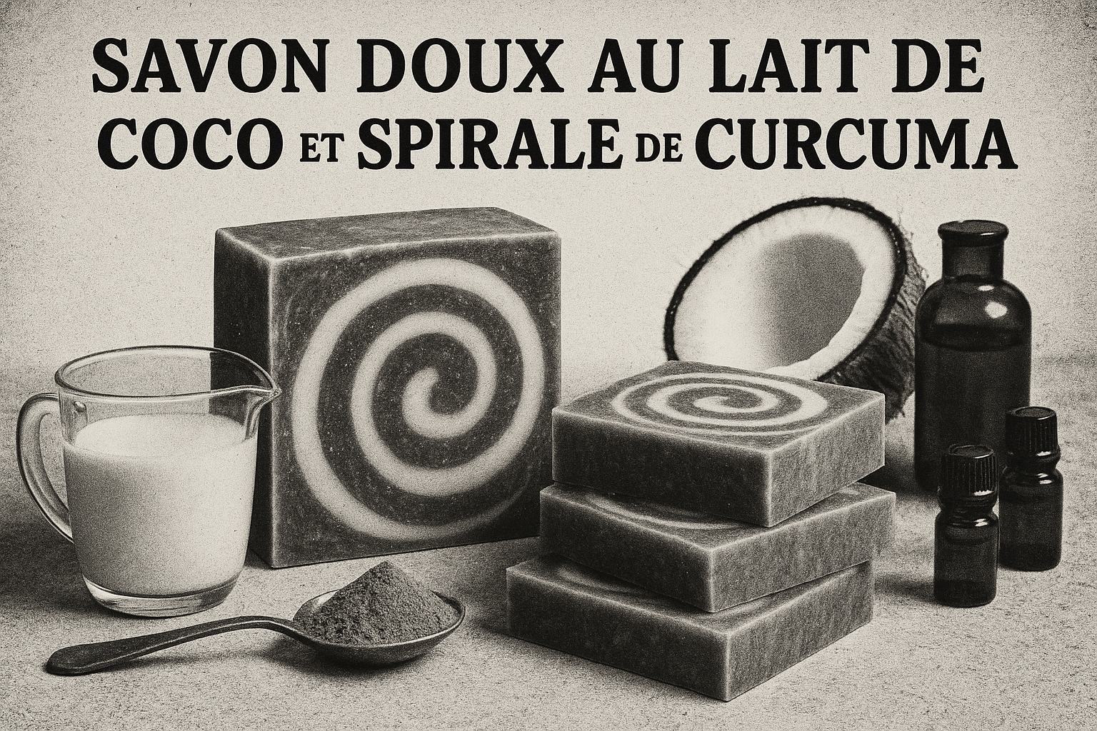 Image recette Savon Doux au Lait de Coco et Spirale de Curcuma