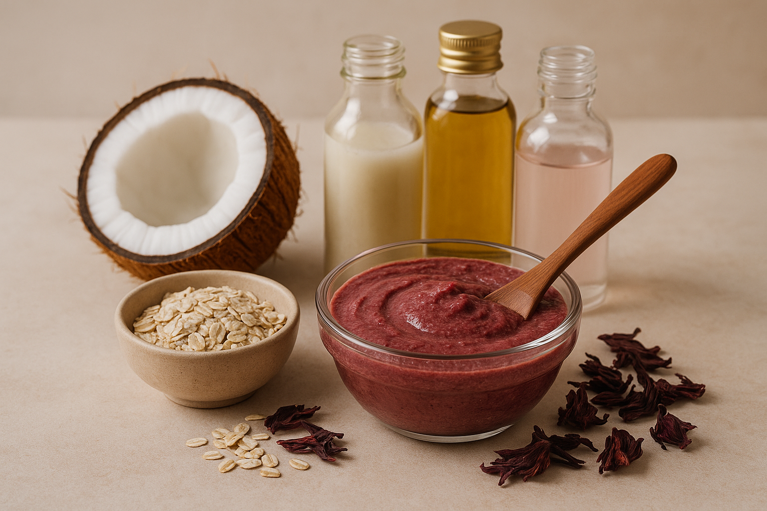 Image recette Masque Corps Hydratant au Lait de Coco et à l'Hibiscus